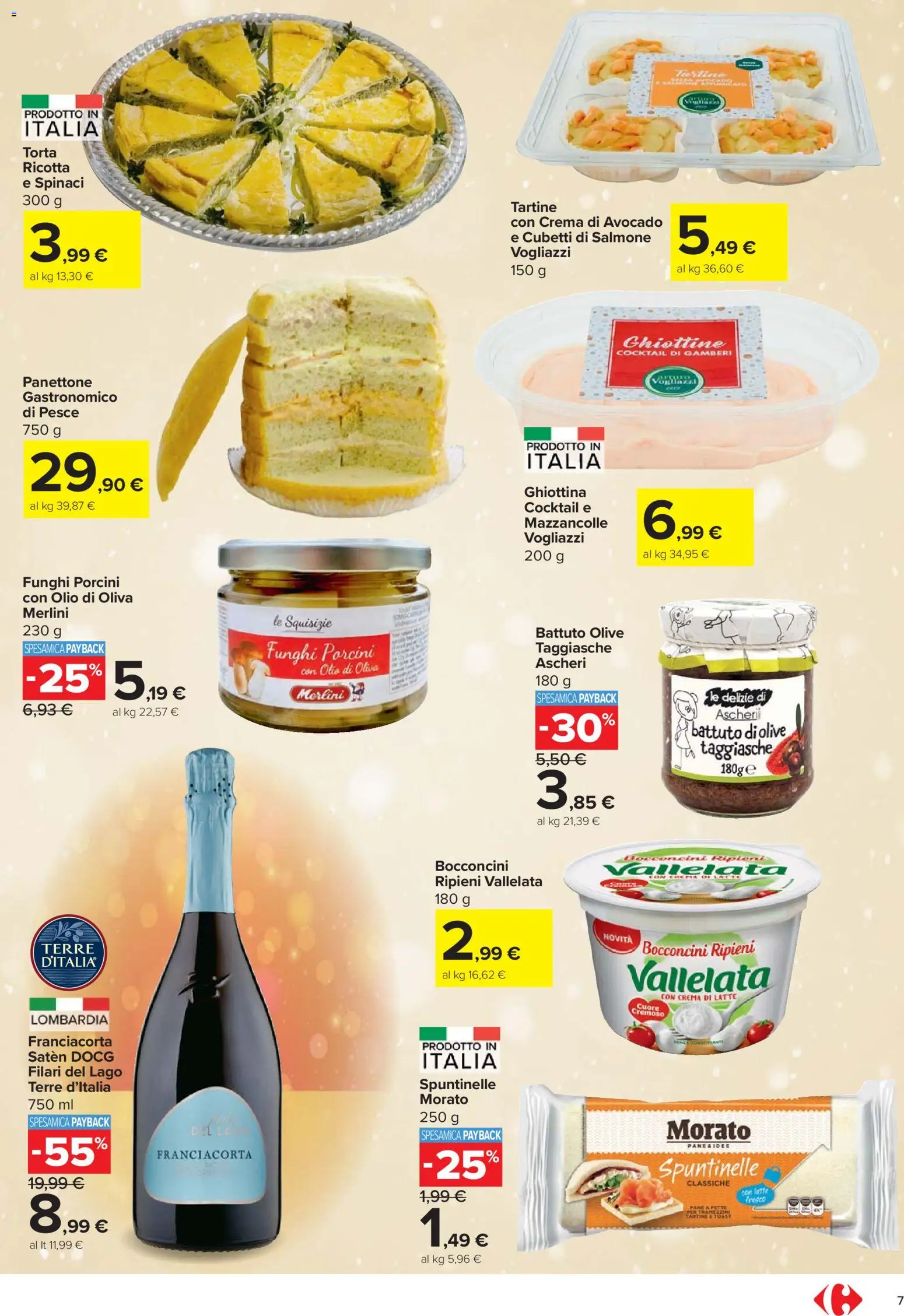 Volantino Carrefour del 27.11.2025 | Pagina: 7 | Prodotti: Salmone, Olio, Ricotta, Olio di Oliva