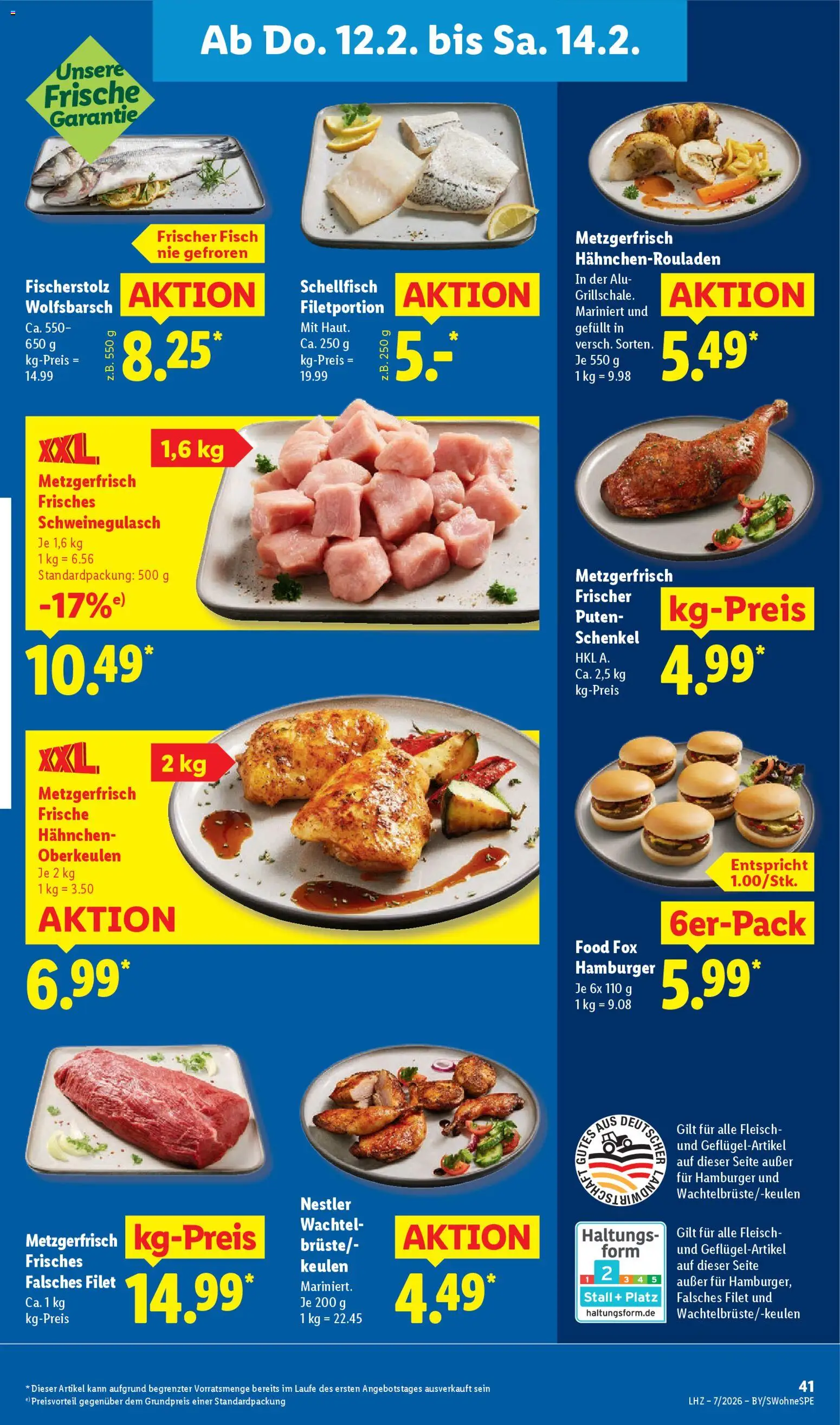 Lidl Prospekt Uffenheim – gültig ab 09.02.2026 | Seite: 61 | Produkte: Schweinegulasch, Hahnchen, Fisch, Fleisch