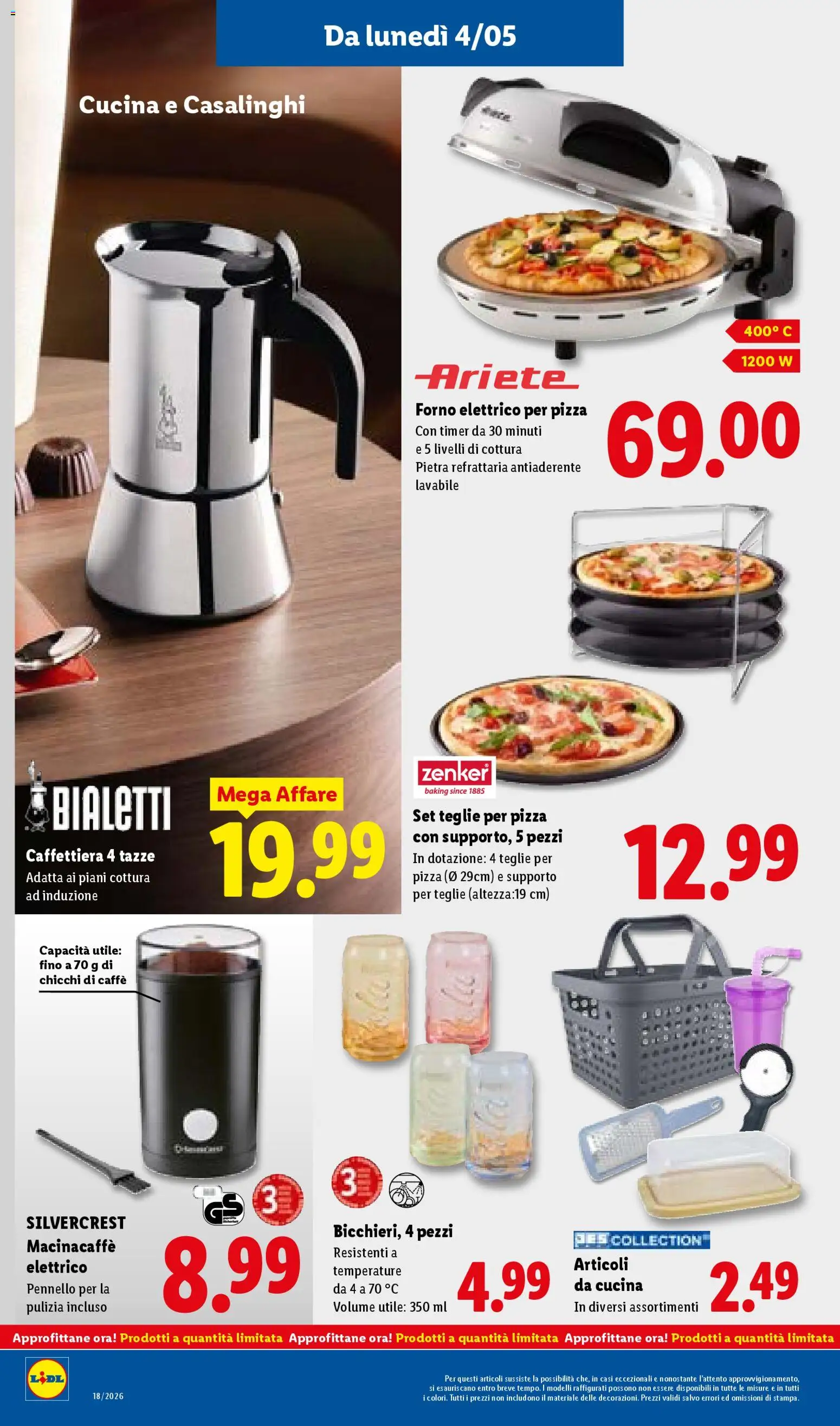 Volantino Lidl del 30.04.2026 | Pagina: 38 | Prodotti: Caffettiera, Pizza, Pennello, Forno