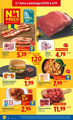 Pré-visualização Hambúrguer de Frango com Bacon e Queijo, Emb. 2x120 g; 1 kg = 8.30 válido de 27.10.2025 | Página: 6 | Produtos: Bacon, Hambúrguer, Base, Queijo
