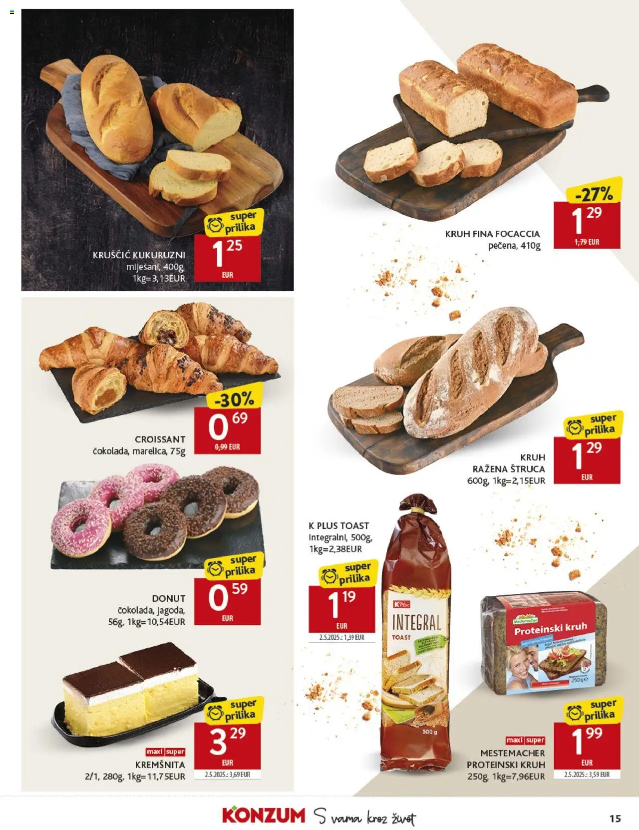 Konzum katalog | vrijedi od 08.10.2025 | Stranica: 15 | Proizvodi: Kruh, Toast