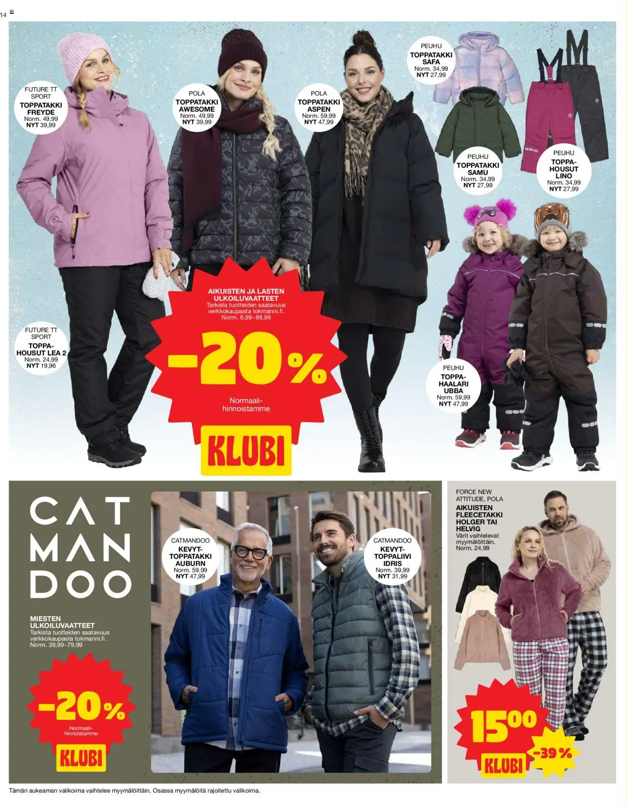 Tokmanni tarjoukset – voimassa 13.10.2025 alkaen | Sivu: 14 | Tuotteet: Housut, Haalari, Toppatakki