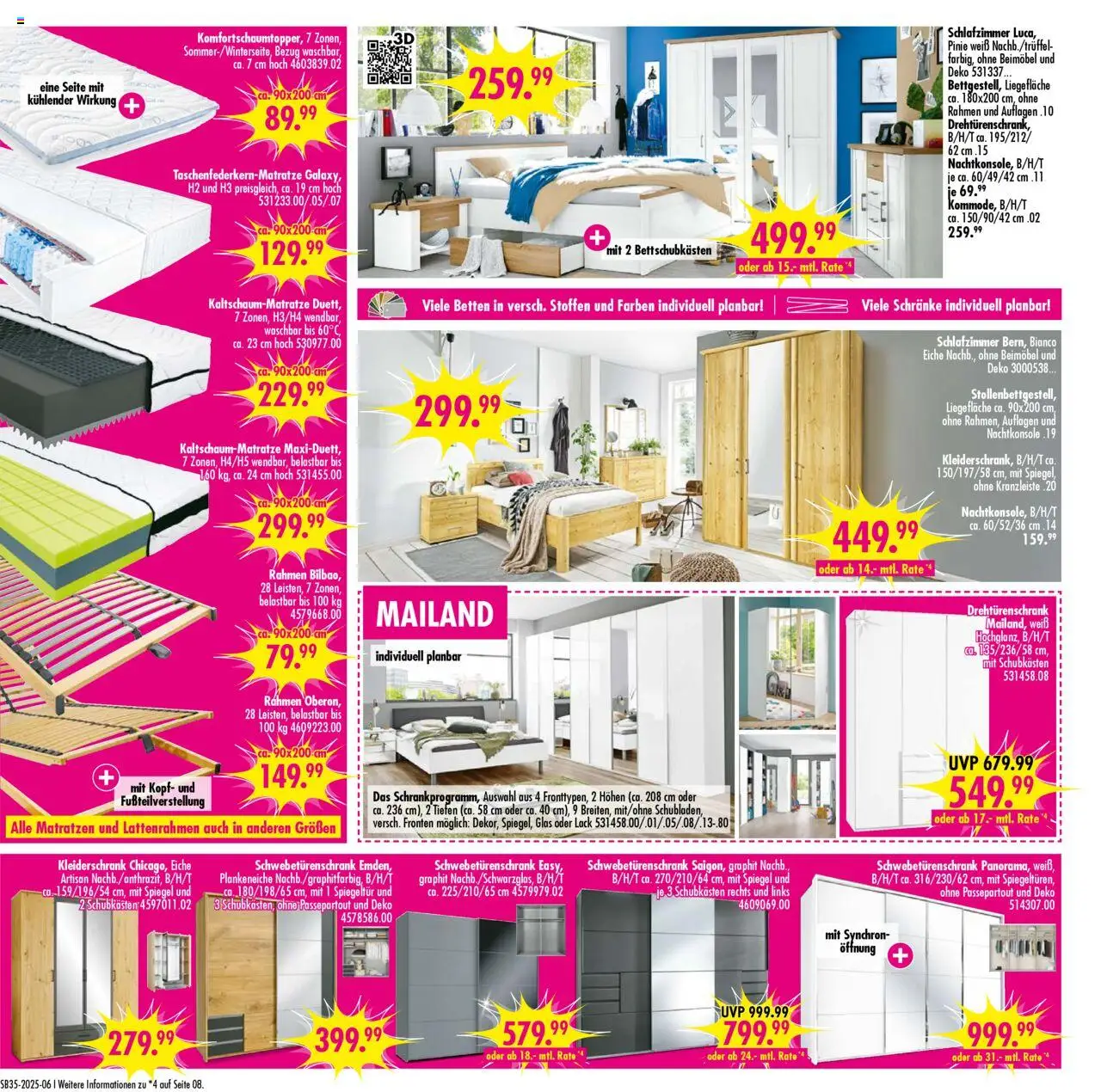 SB Möbel Boss Prospekt 	 - gültig ab dem 23.08.2025 | Seite: 6 | Produkte: Schwebetürenschrank, Drehtürenschrank, Liege, Spiegel