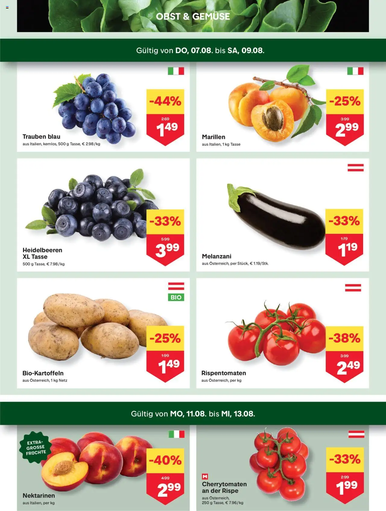 MPREIS Lenzing gültig ab 07.08.2025 | Seite: 2 | Produkte: Gemüse, Obst