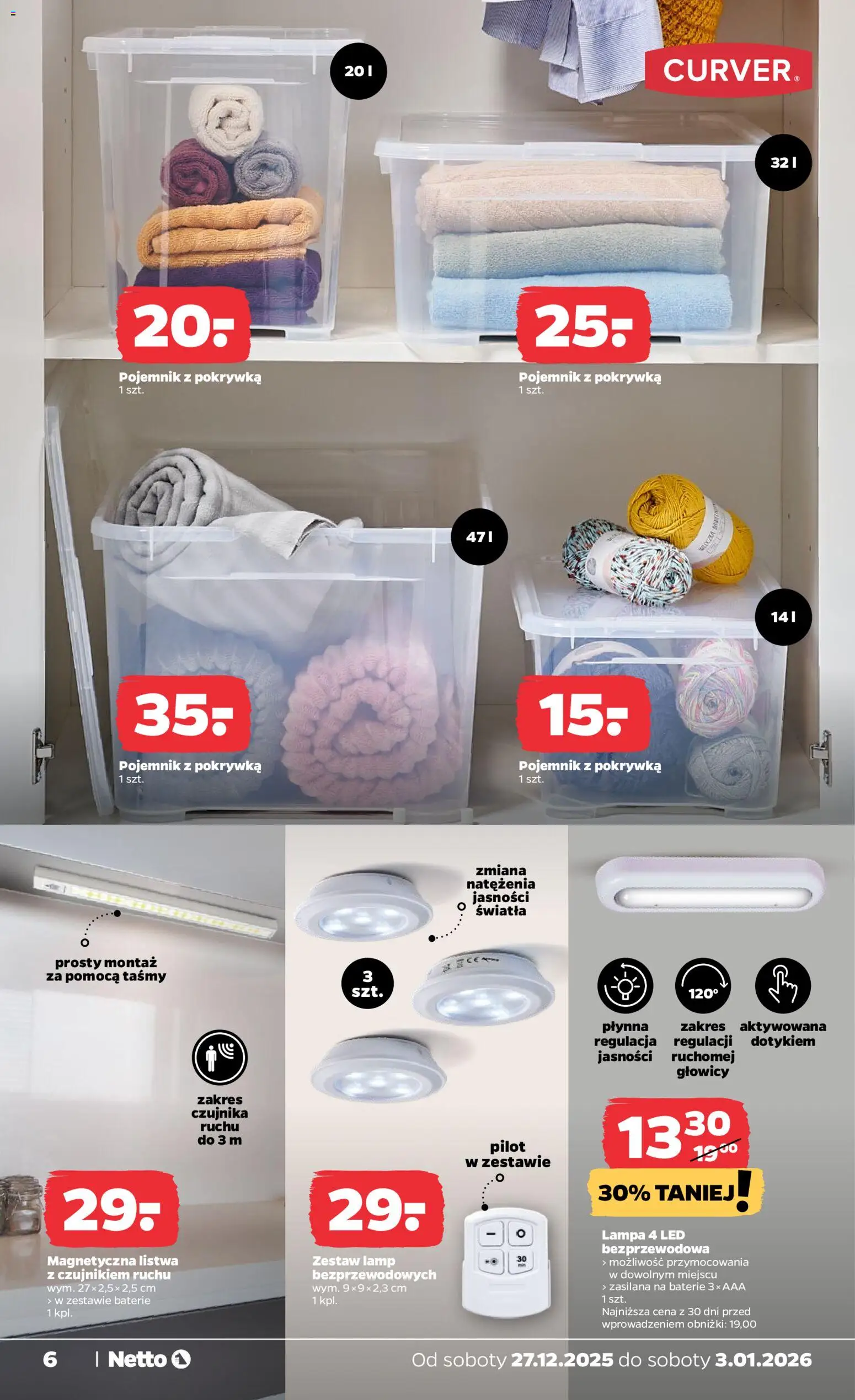 Netto gazetka - Non Food od 27.12.2025 | Strona: 6 | Produkty: Baterie, Lampa