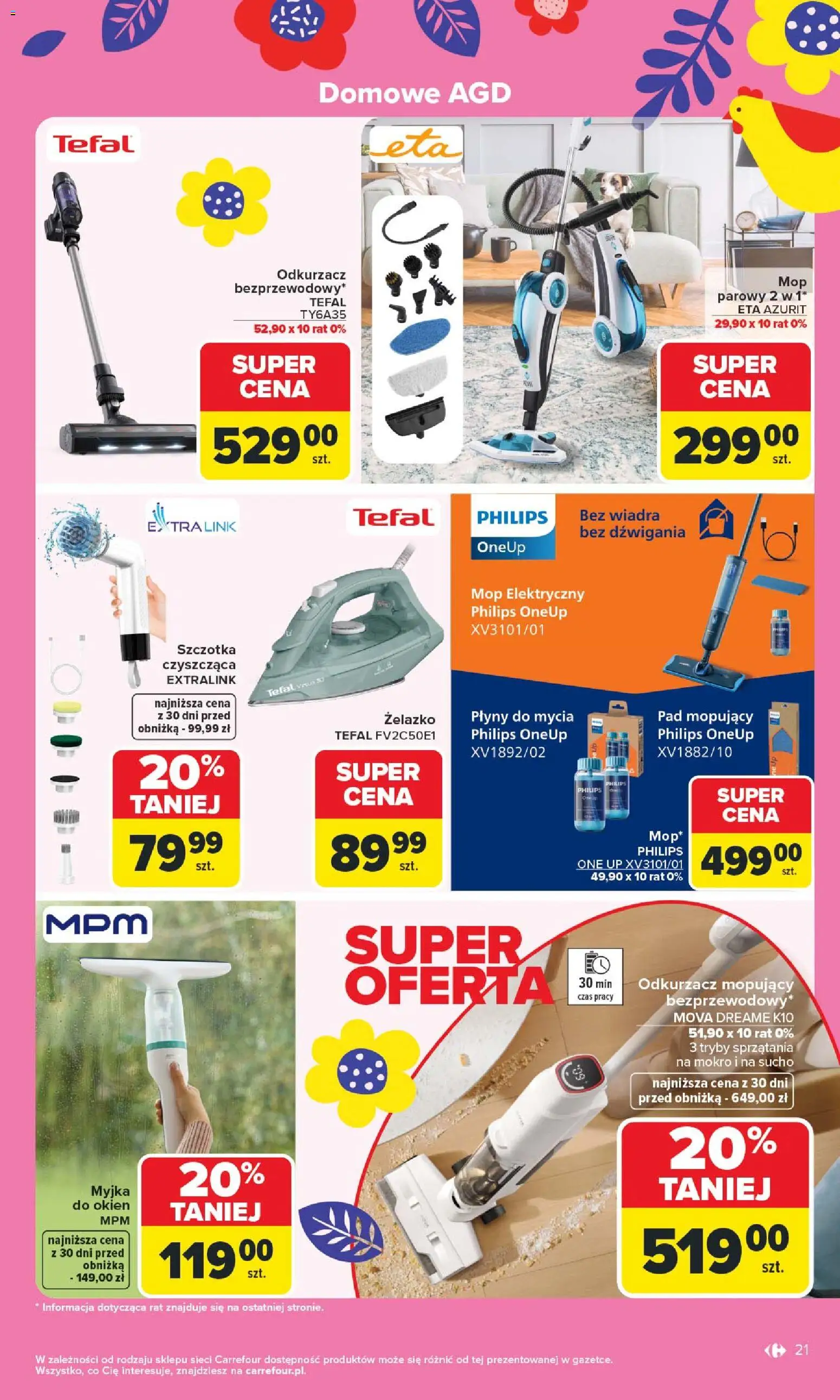 Carrefour gazetka - Łap Wielkanocne okazje od 16.03.2026 | Strona: 21 | Produkty: Odkurzacz, Szczotka, Tefal