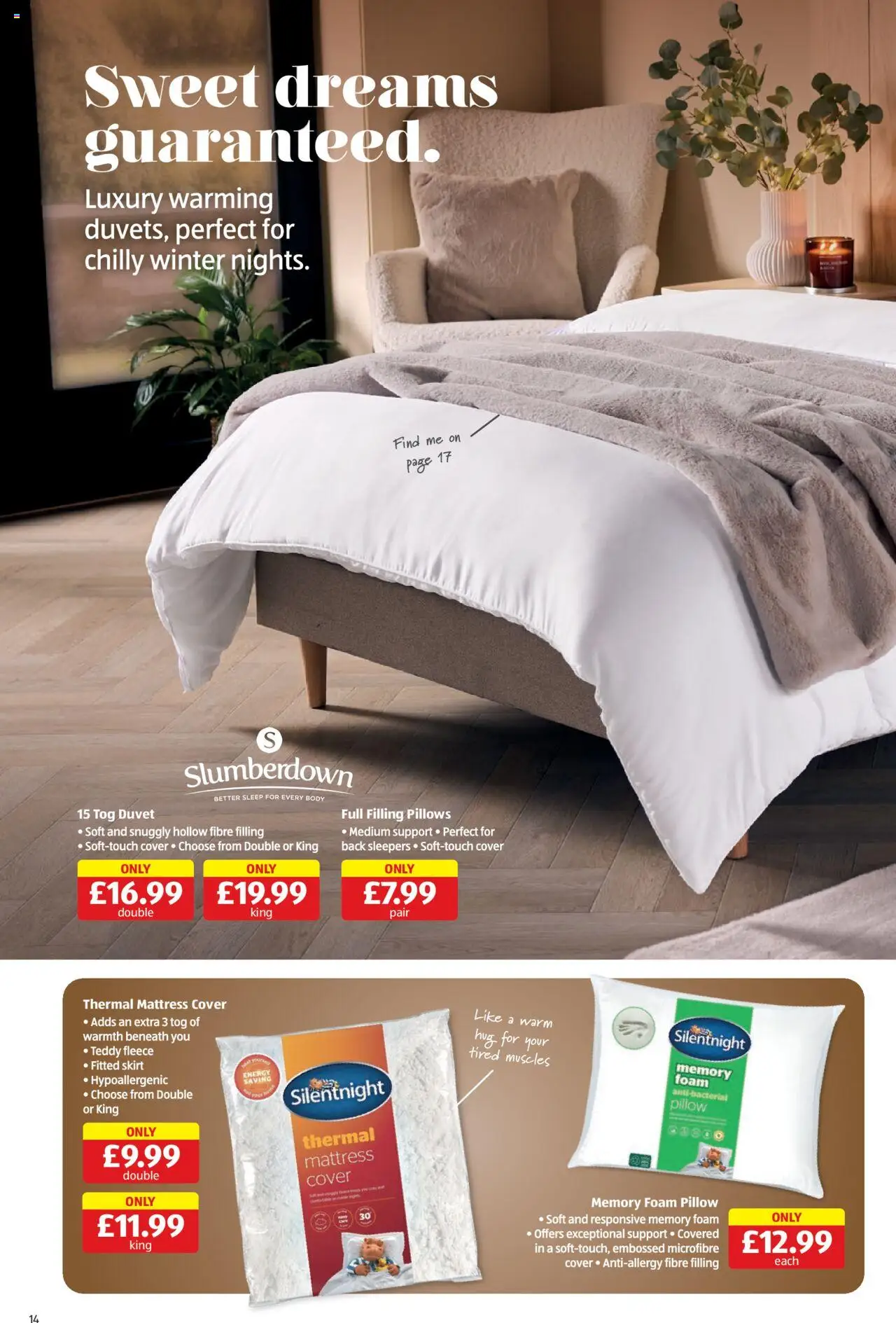 {H1} | Page: 14 | Products: Mattress, Pillow