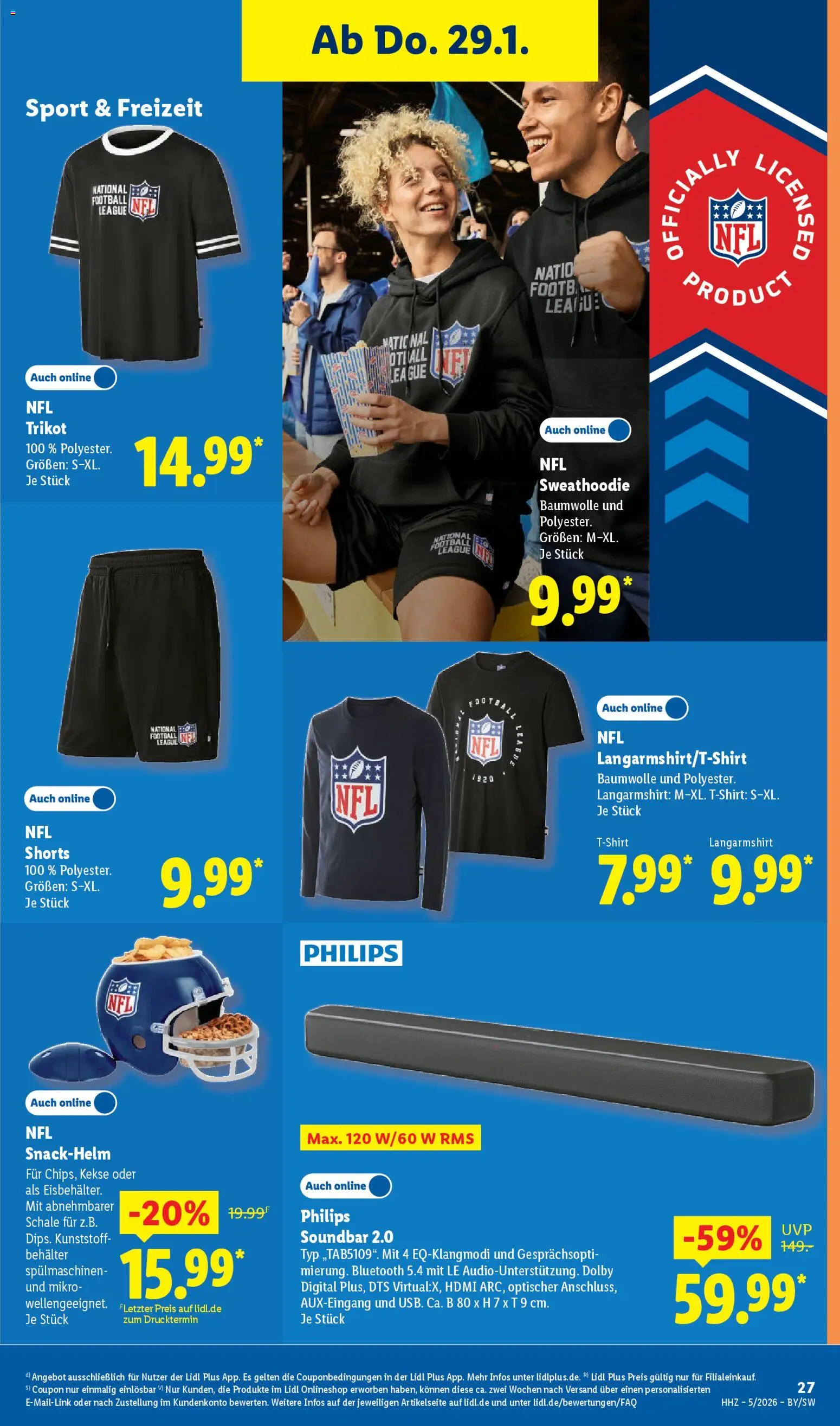 Lidl Prospekt Uffenheim – gültig ab 26.01.2026 | Seite: 49 | Produkte: Philips, Langarmshirt, Football, Kekse