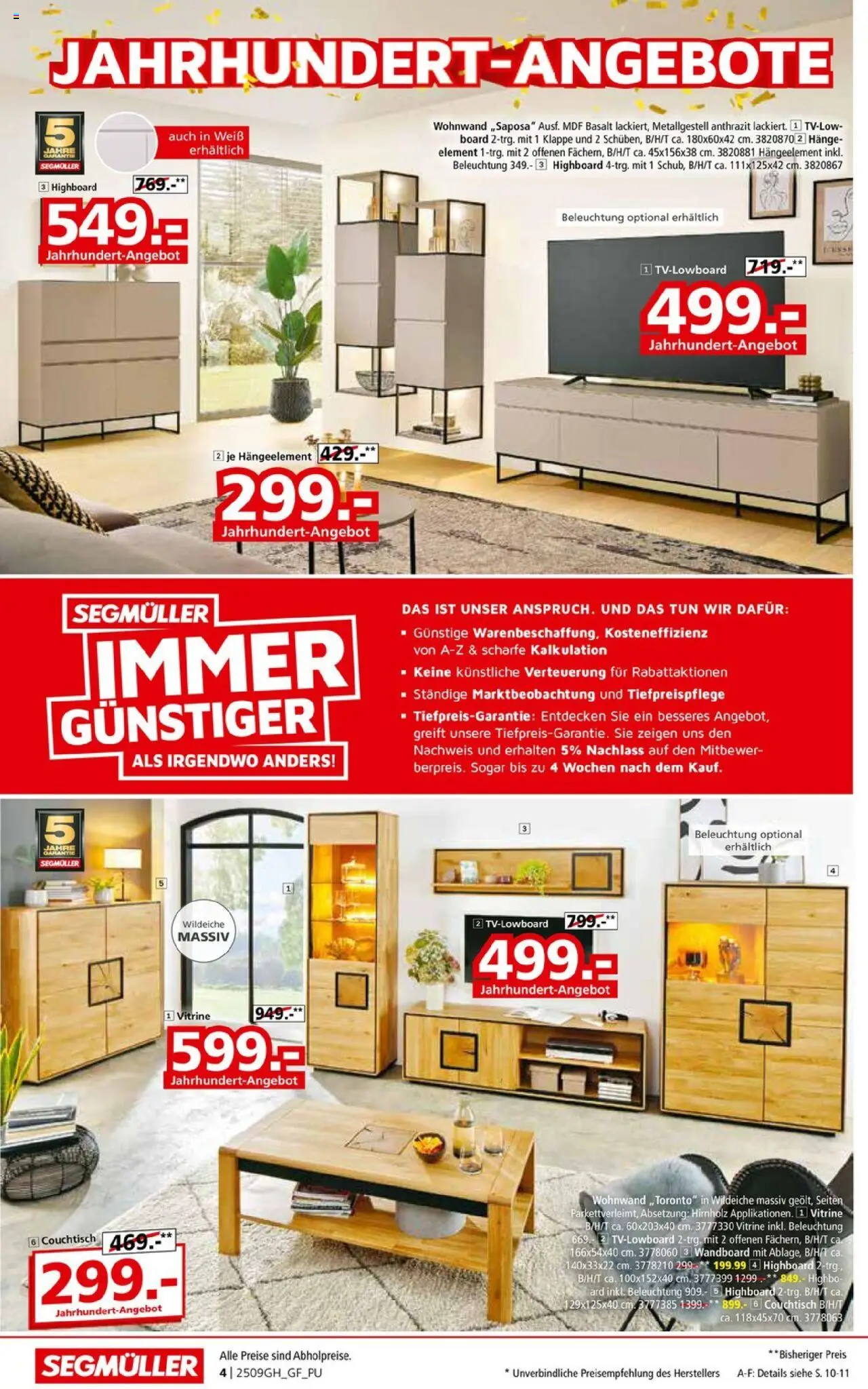 Segmüller Prospekt 	 – gültig ab 13.09.2025 | Seite: 10 | Produkte: Wohnwand, HIghboard, Wandboard, Couchtisch