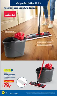 Pogląd oferty "VILEDA Zestaw do mycia podłóg z mopem Ultramax, w zestawie mop z 2 nakładkami oraz wiadro" - ważna od 30.03.2026 | Strona: 22