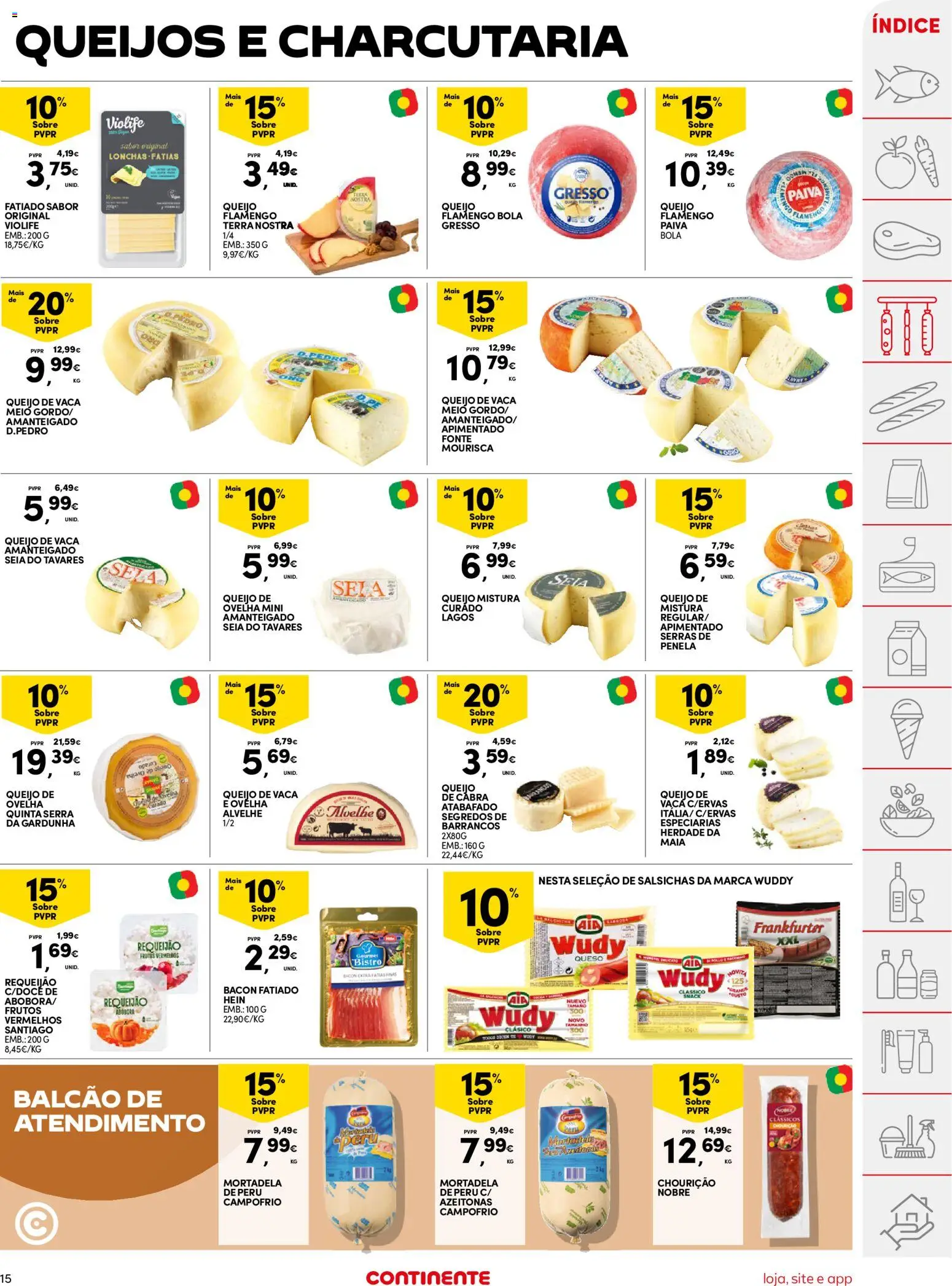 Continente folheto │ válido de 10.03.2026 | Página: 15 | Produtos: Mortadela, Azeitonas, Bacon, Requeijão