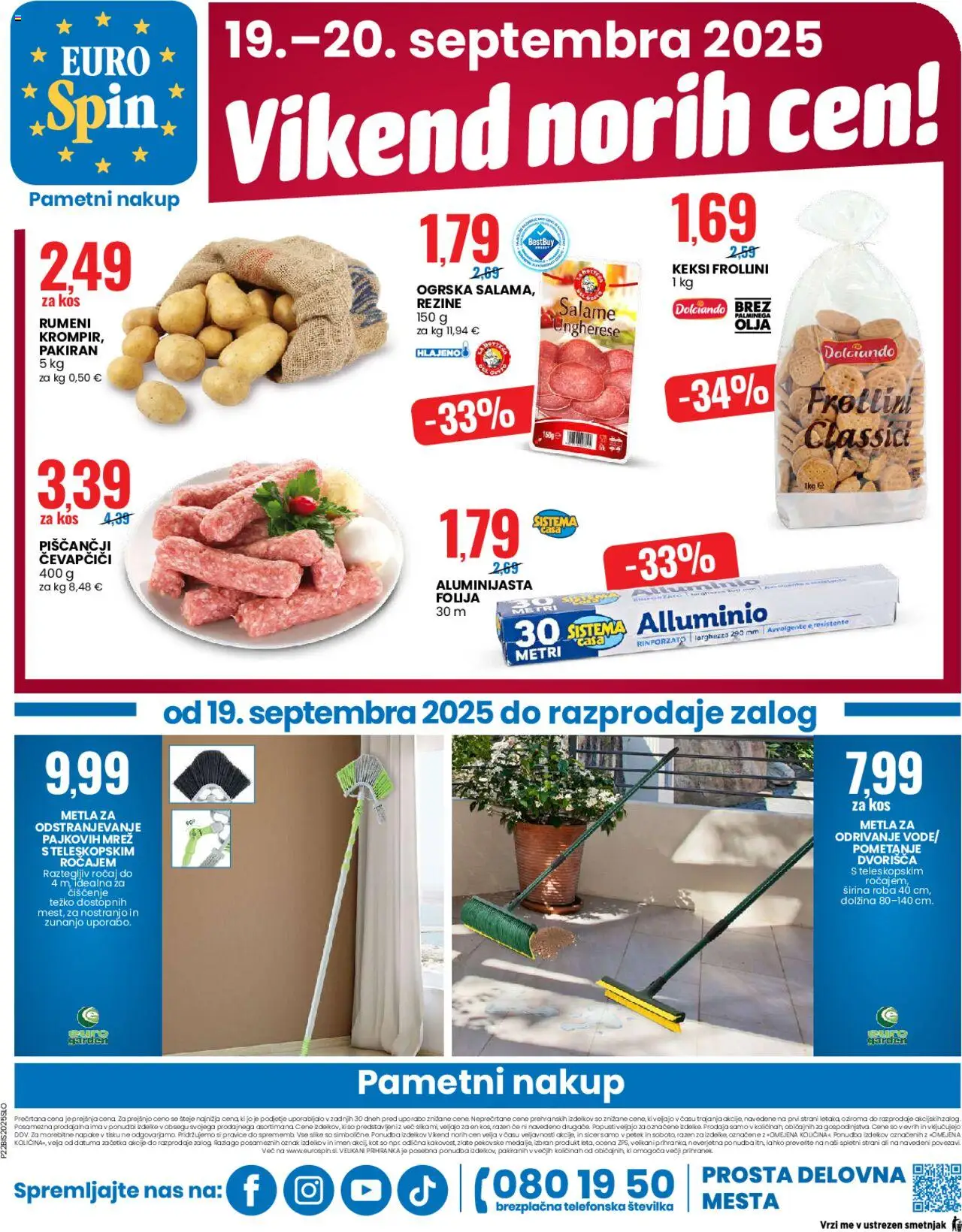 Novi Eurospin katalog ponudbe – veljaven od 18.09.2025 | Stran: 16 | Izdelki: Keksi, Čevapčiči, Kos, Folija