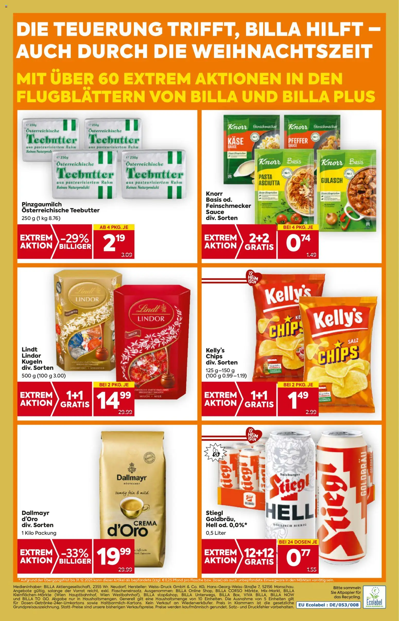 Billa Flugblatt - Salzburg gültig ab 20.11.2025 | Seite: 20 | Produkte: Pasta, Salz, Pfeffer, Käse