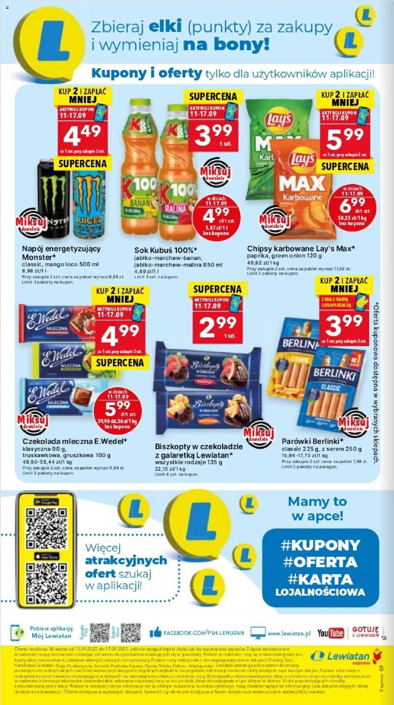 Lewiatan gazetka - Bydgoszcz Express od 11.09.2025 | Strona: 4 | Produkty: Chipsy, Parówki, Lays, Sok