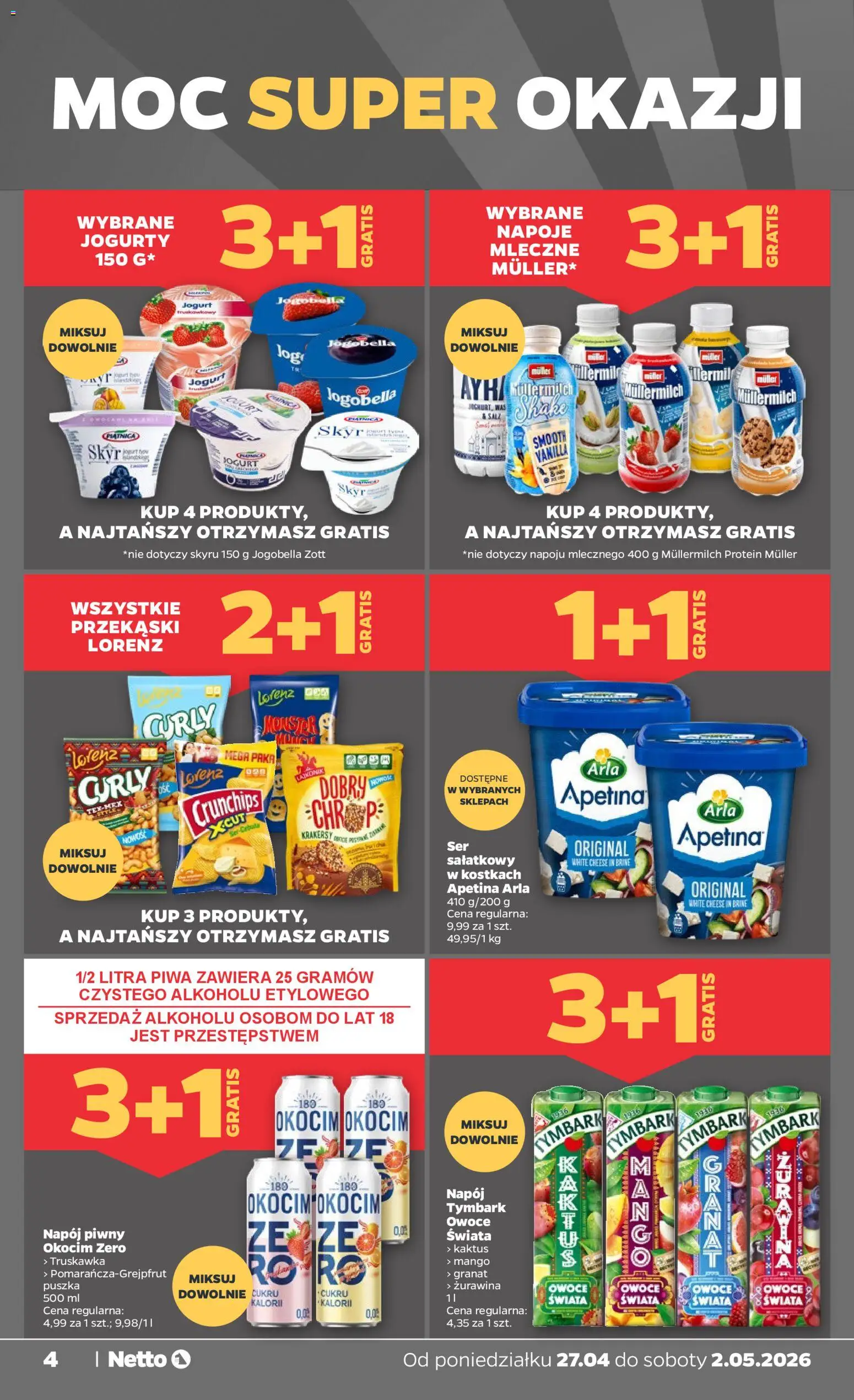 Netto gazetka od poniedziałku spożywcza od 27.04.2026 | Strona: 4 | Produkty: Mango, Napoje, Żurawina, Owoce