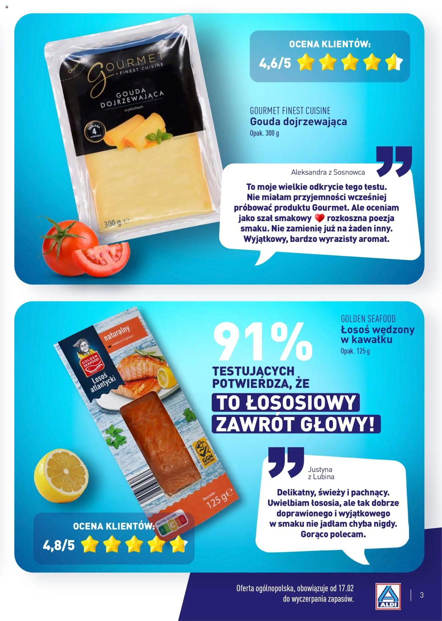 Aldi Polsko leták - Rozsmakuj się w polecanych produktach od 23.02.2026 | Strana: 3 | Produkty: Gourmet, Gouda, Finest, Losos