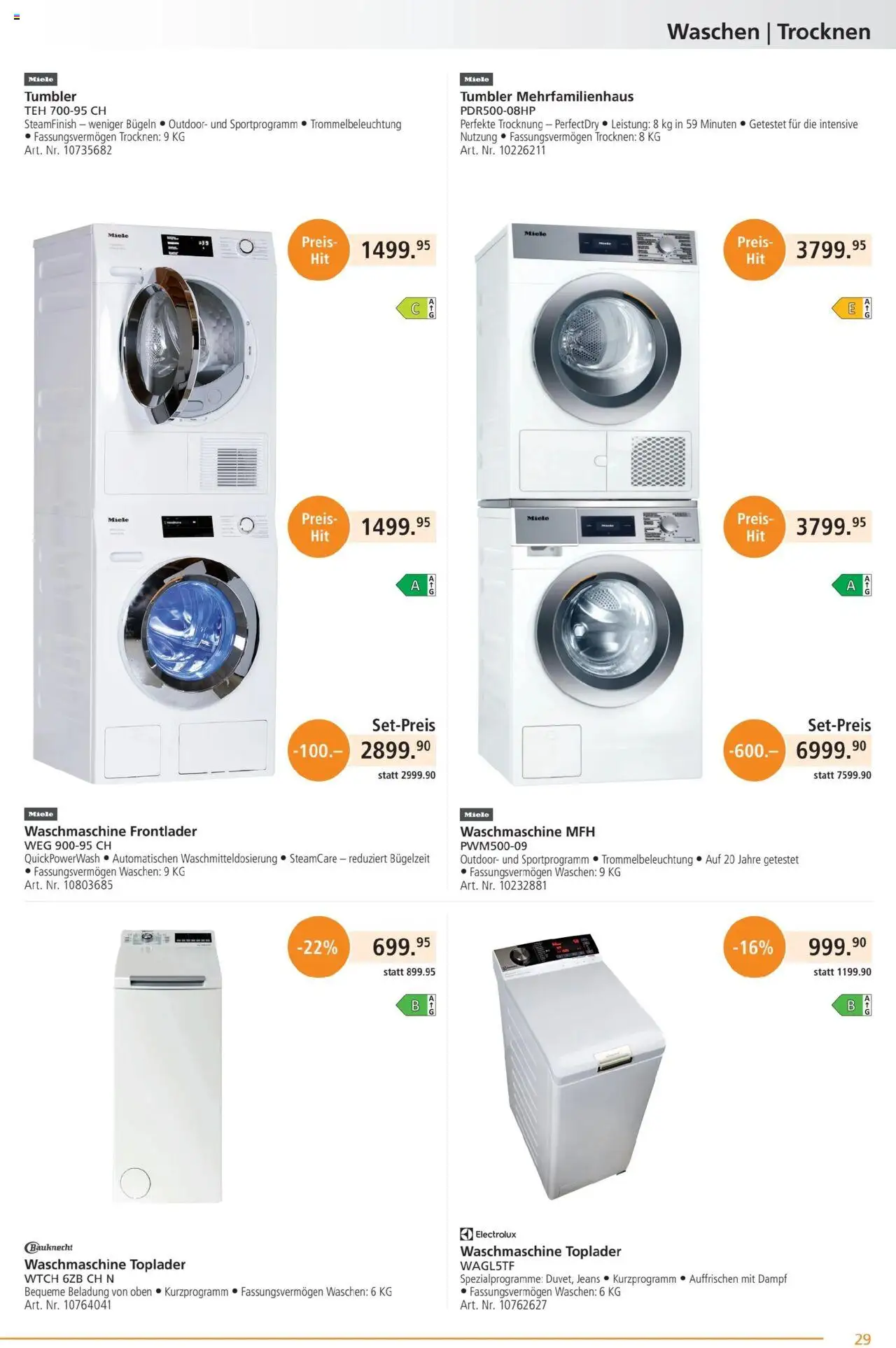 Fust Aktionen ab 28.07.2025 | Seite: 29 | Produkte: Toplader, Waschmaschine, Miele