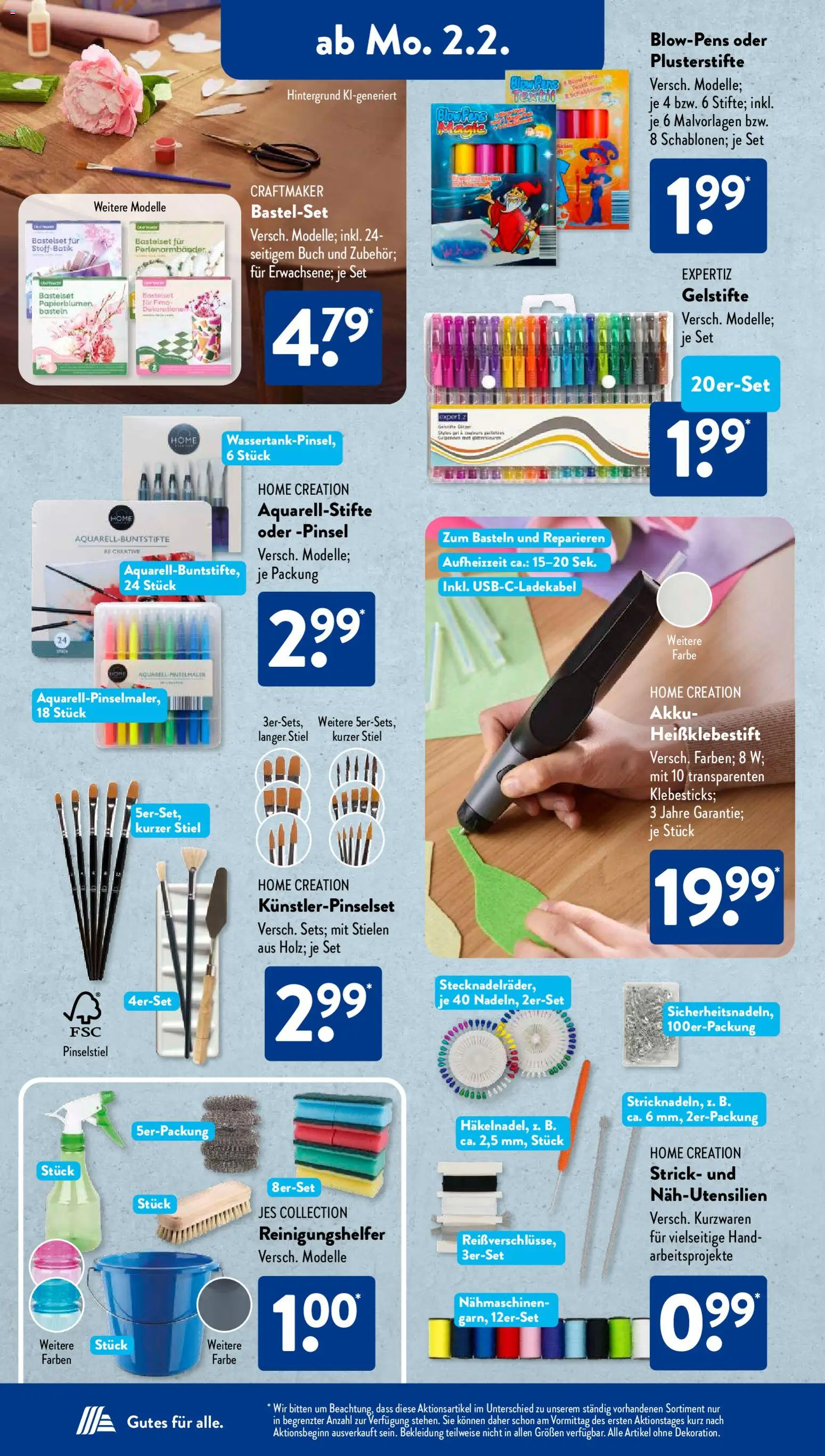 Aldi Süd Prospekt 	 – gültig ab 02.02.2026 | Seite: 2 | Produkte: Pinsel, Bekleidung, Home creation