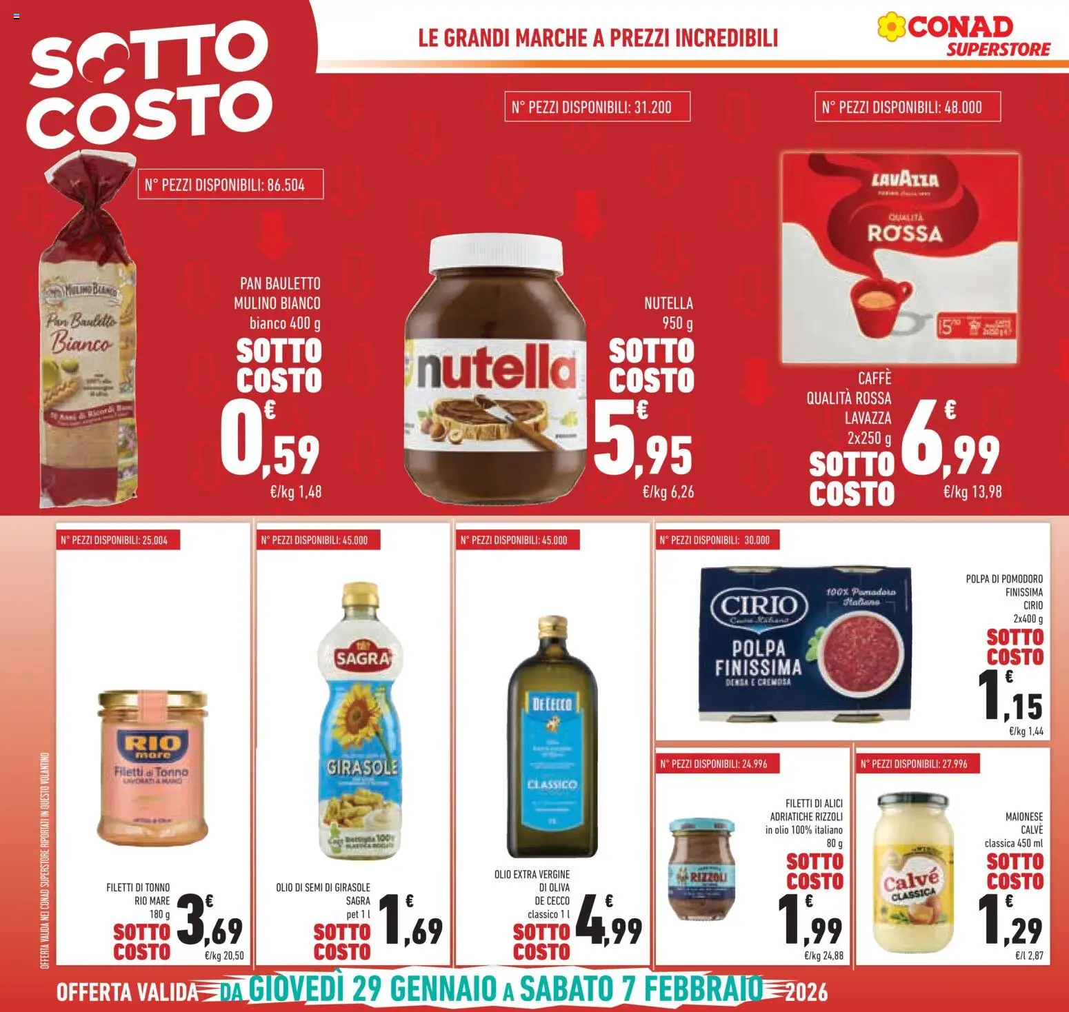 Volantino Conad del 29.01.2026 | Pagina: 4 | Prodotti: Pomodoro, Tonno, Olio di semi di girasole, Alici