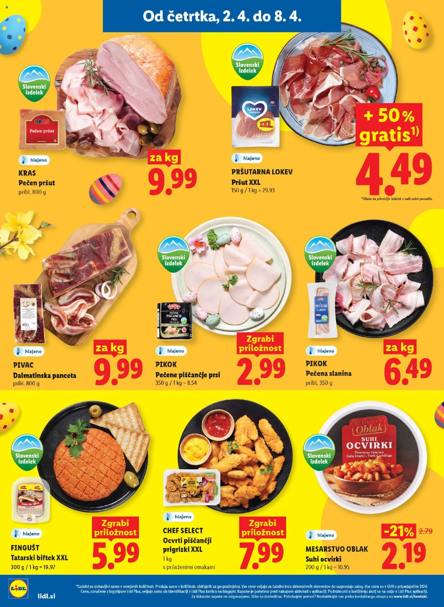 Novi Lidl katalog ponudbe – veljaven od 02.04.2026 | Stran: 8 | Izdelki: Pršut, Panceta, Slanina, Prigrizki