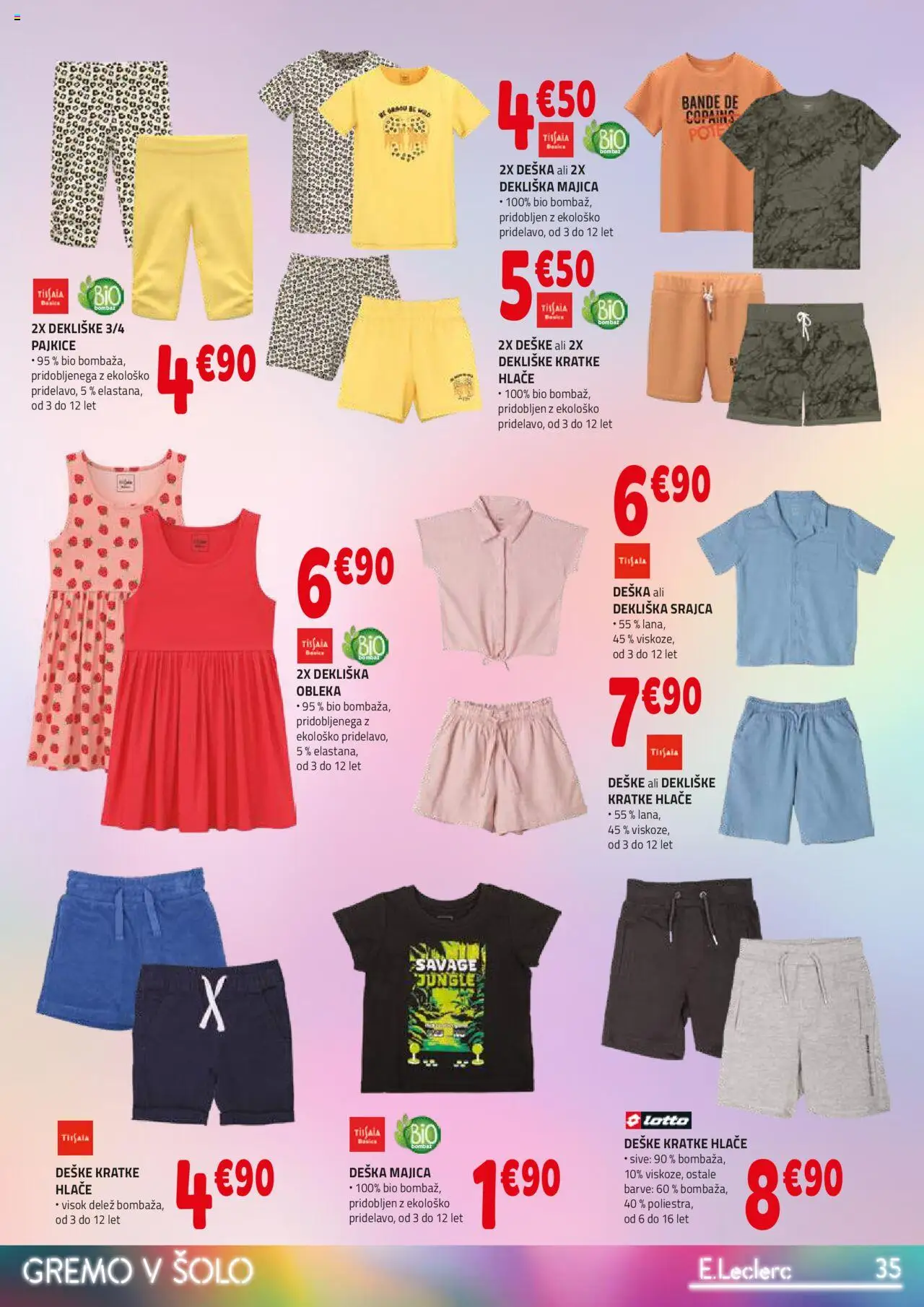 E.leclerc katalog │ velja od 06.08.2025 | Stran: 35 | Izdelki: Pajkice, Majica, Hlace, Kratke hlace