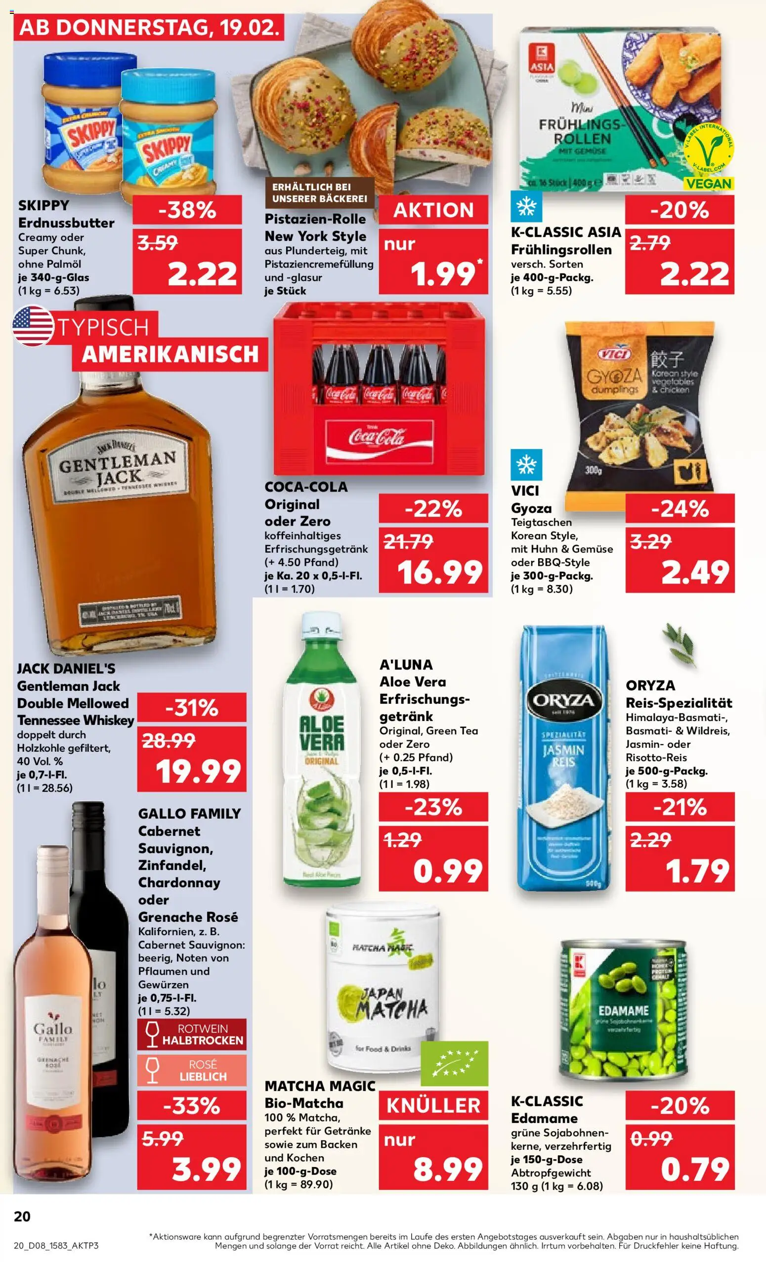 Kaufland prospekt Kiel	 – gültig ab 22.02.2026 | Seite: 20 | Produkte: Bäckerei, Coca cola, Cola, Whiskey