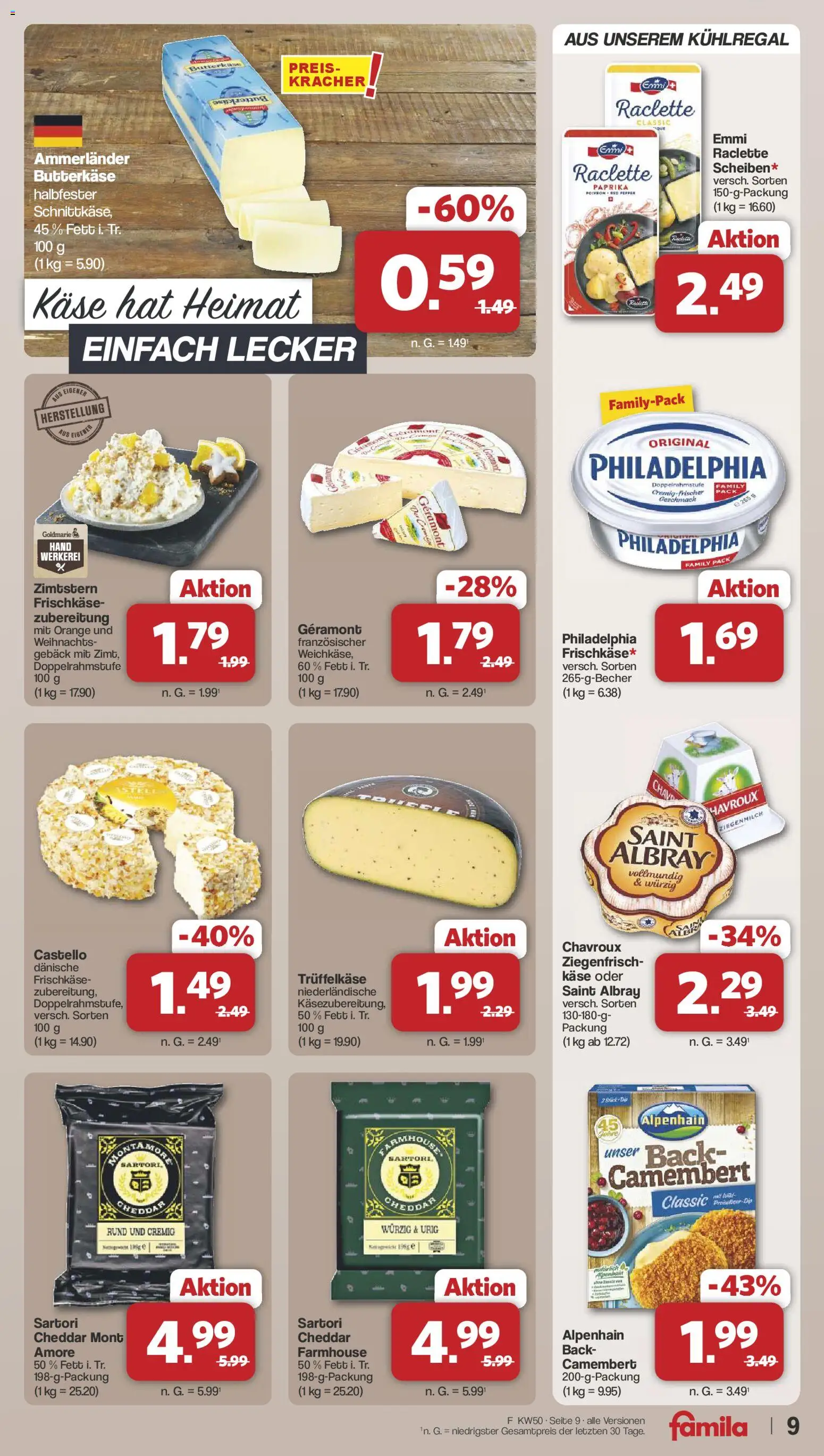 Famila Nordwest Prospekt 	 – gültig ab 08.12.2025 | Seite: 9 | Produkte: Geramont, Käse, Paprika, Frischkase