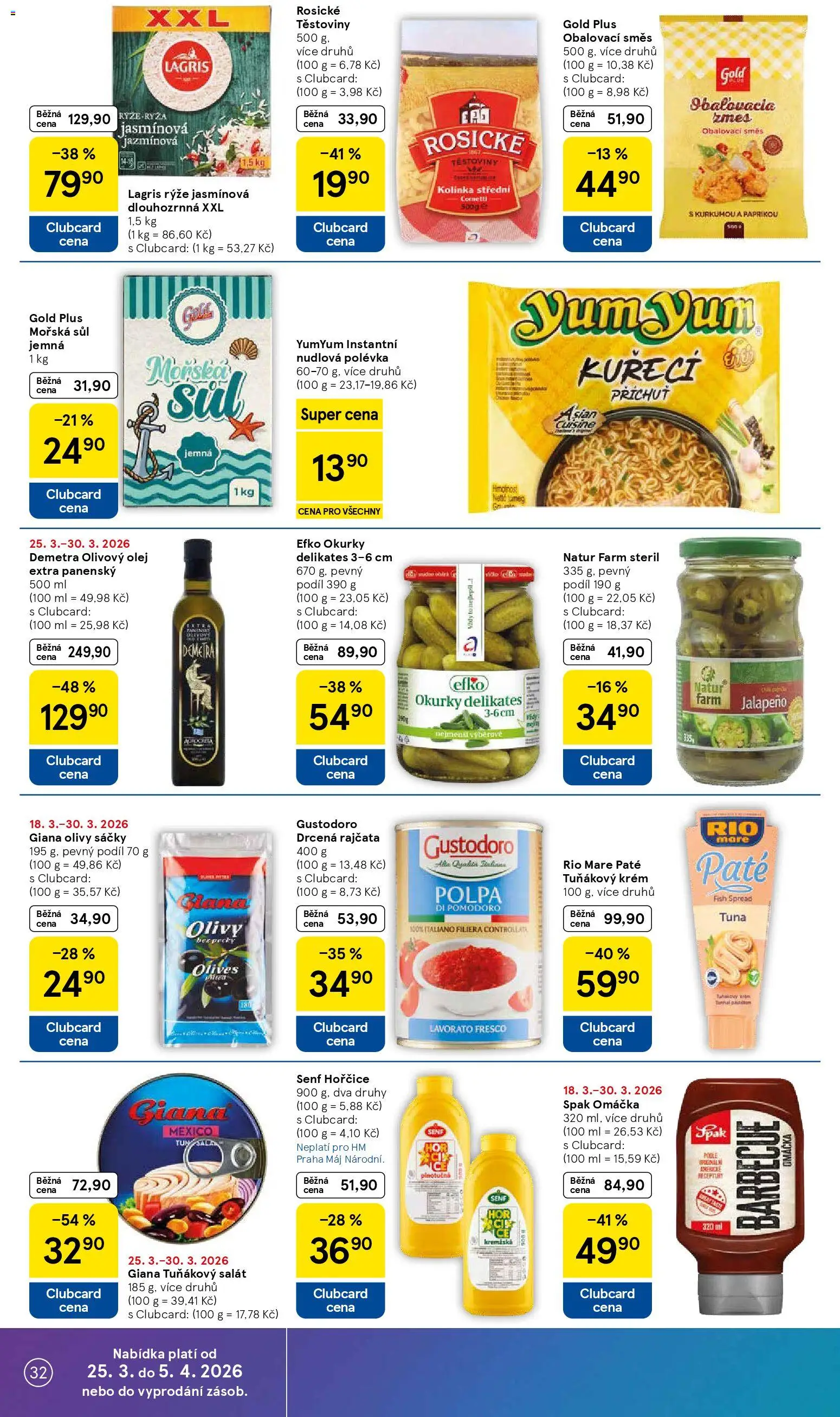 Tesco leták - Hypermarket od 25.03.2026 | Strana: 32 | Produkty: Krém, Hořčice, Olivy, Tuňákový salát
