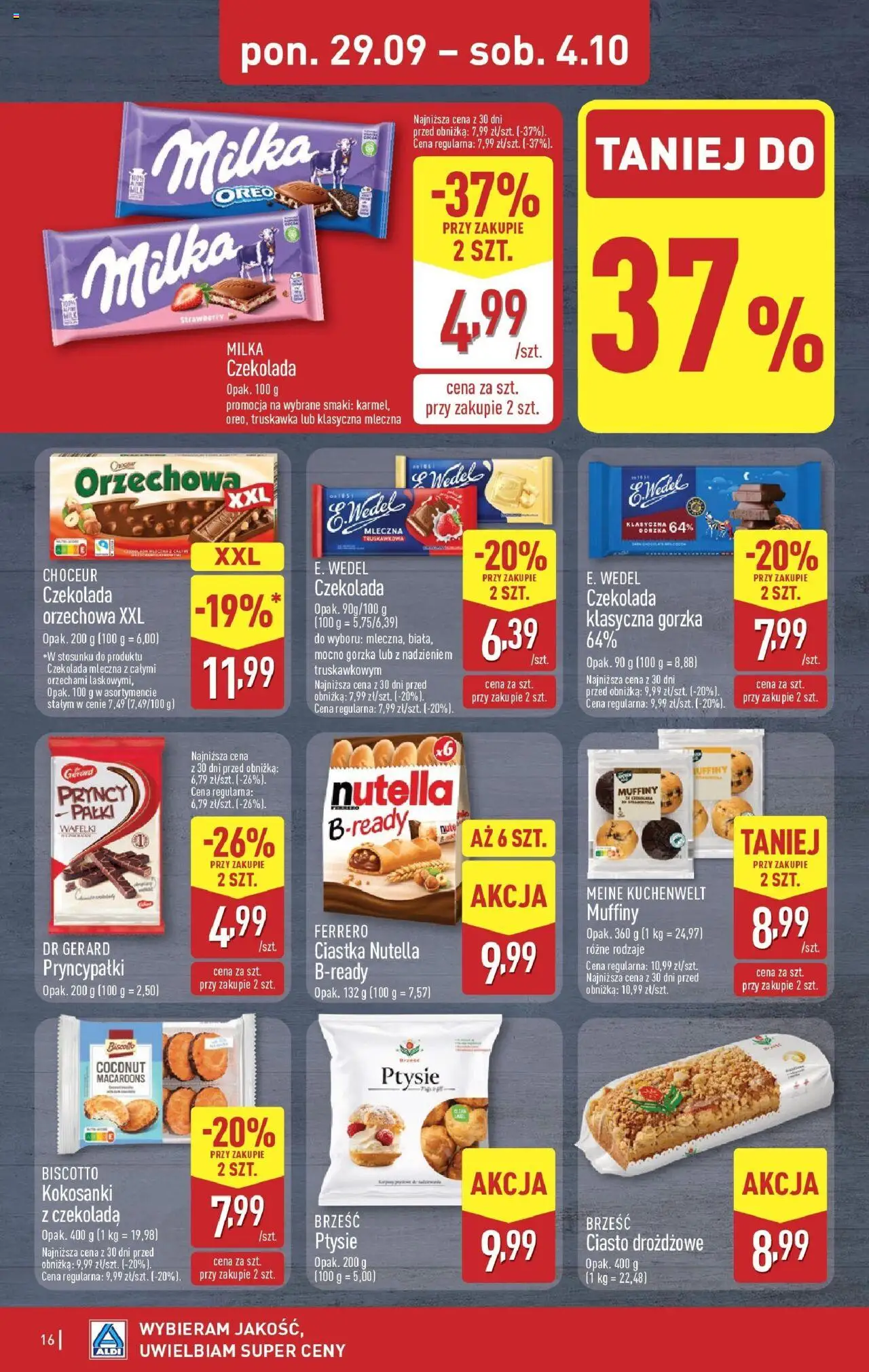 Aldi Gazetka od 29.09.2025 | Strona: 16 | Produkty: Nutella, Milka, Wafelki, Czekolada