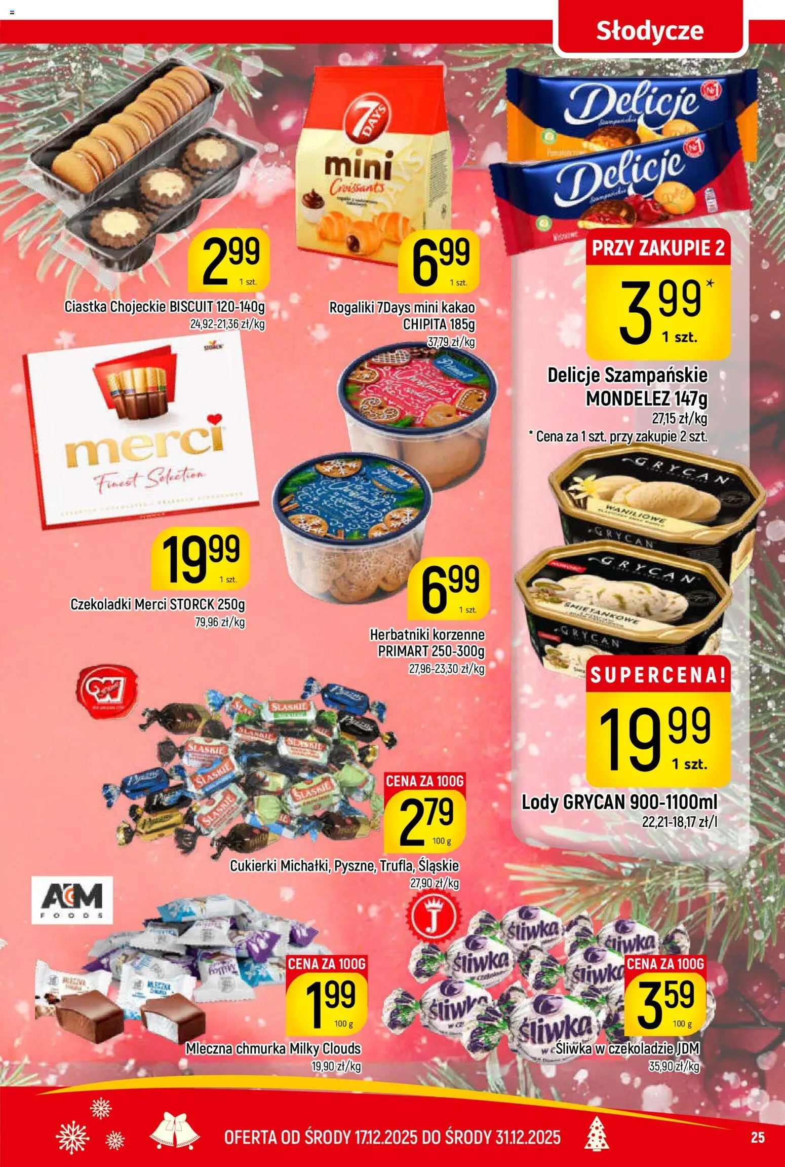 Piotruś Pan Gazetka od 17.12.2025 | Strona: 25 | Produkty: Słodycze, Lody Grycan, Merci, Ciastka
