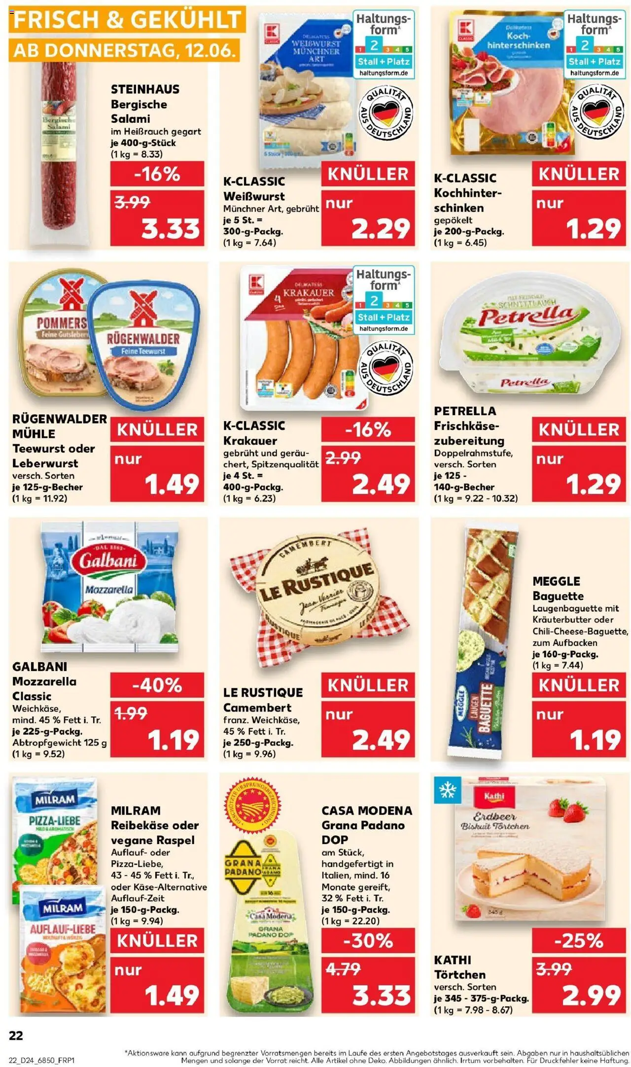 Kaufland prospekt Dingolfing	 - gültig ab dem 11.06.2025 | Seite: 22 | Produkte: Mozzarella, Kräuterbutter, Milram, Reibekase