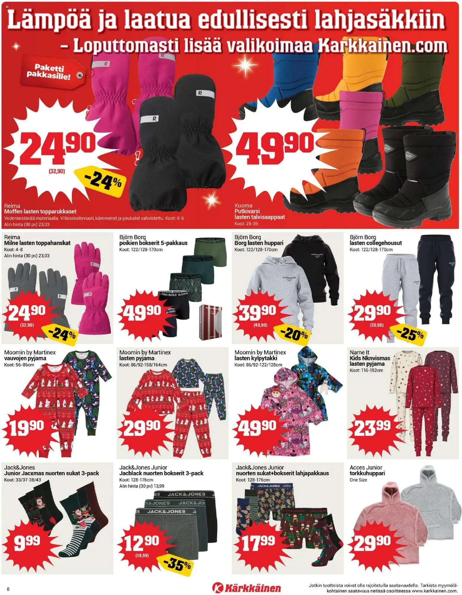 Kärkkäinen tarjoukset – voimassa 03.11.2025 alkaen | Sivu: 8 | Tuotteet: Huppari, Sukat, Kylpytakki, Bokserit