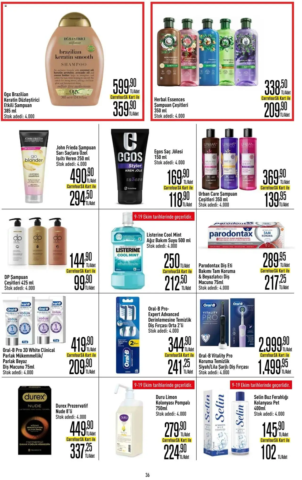 CarrefourSA Katalog - 09.10.2025 tarihinden itibaren geçerlidir | Sayfa: 36 | Ürünler: Prezervatif, Şampuan, Krem, Ağız bakım suyu