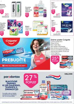 Tuš drogerija katalog akcije – veljaven od 15.04.2026 | Stran: 9 | Izdelki: Vložki, Tamponi, Zobna pasta, Voda
