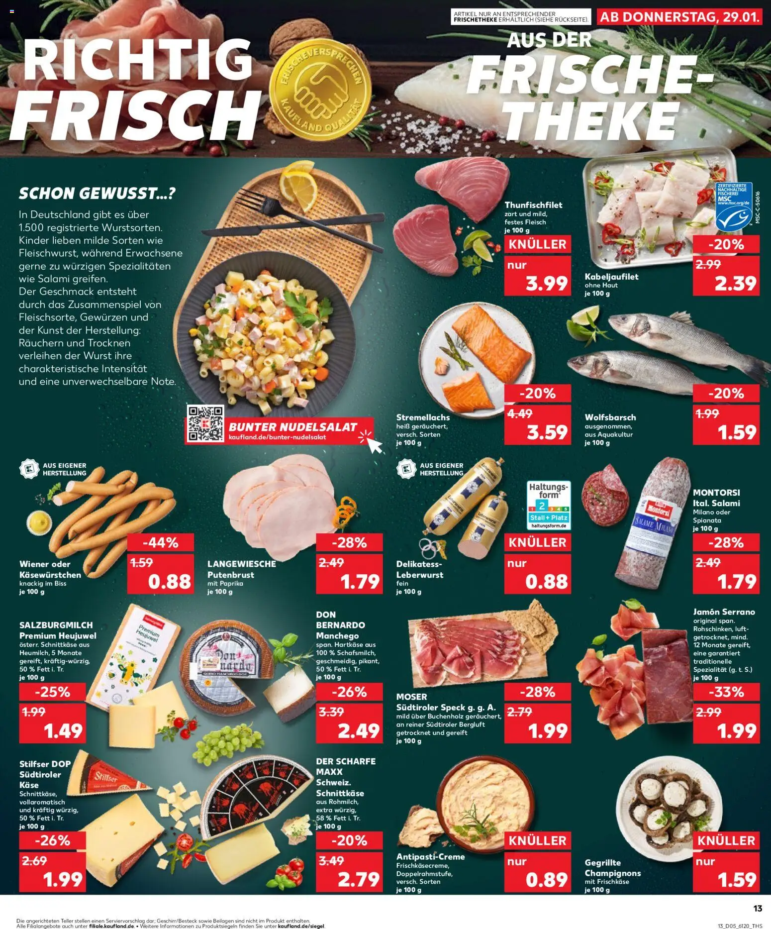 Kaufland prospekt Bremen	 – gültig ab 29.01.2026 | Seite: 13 | Produkte: Wurst, Pasta, Salami, Fleisch