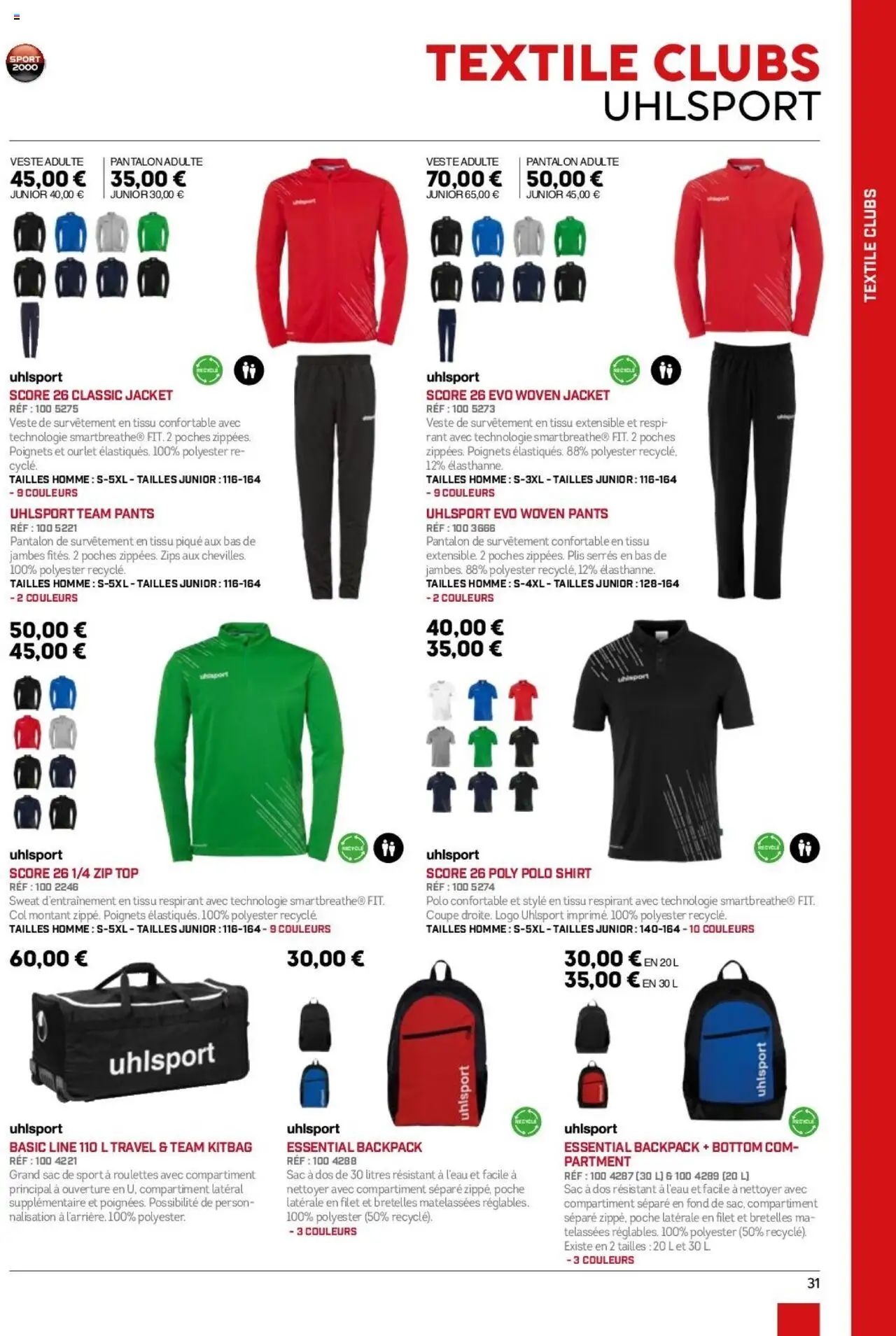 {H1} | Page: 31 | Produits: Polo, Sac, Veste, Pantalon