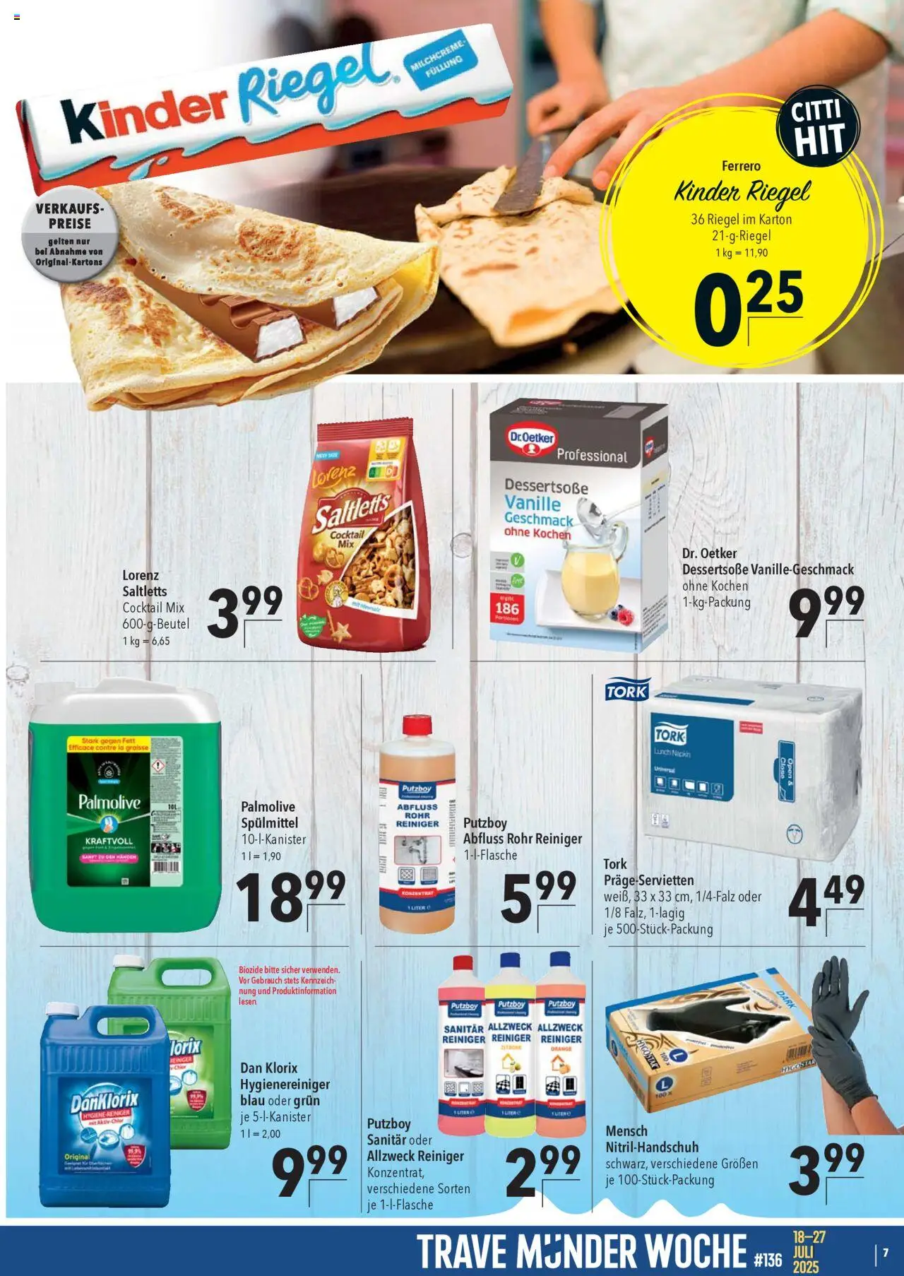 CITTI Markt  Aktuelle Angebote für Profis - gültig ab dem 16.07.2025 | Seite: 7 | Produkte: Kinder riegel, Zitrone