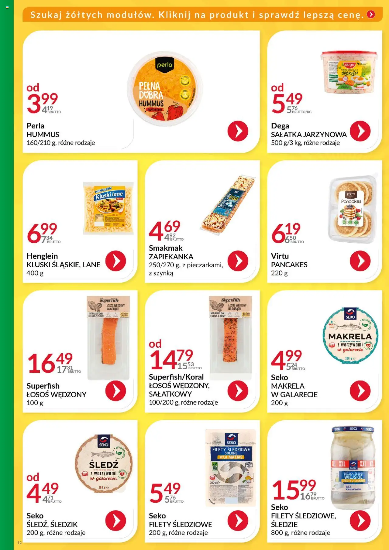 Eurocash Gazetka - Katalog Artykułów Spożywczych od 01.06.2025 | Strona: 12 | Produkty: Śledź, Łosoś wędzony, Łosoś, Pancakes