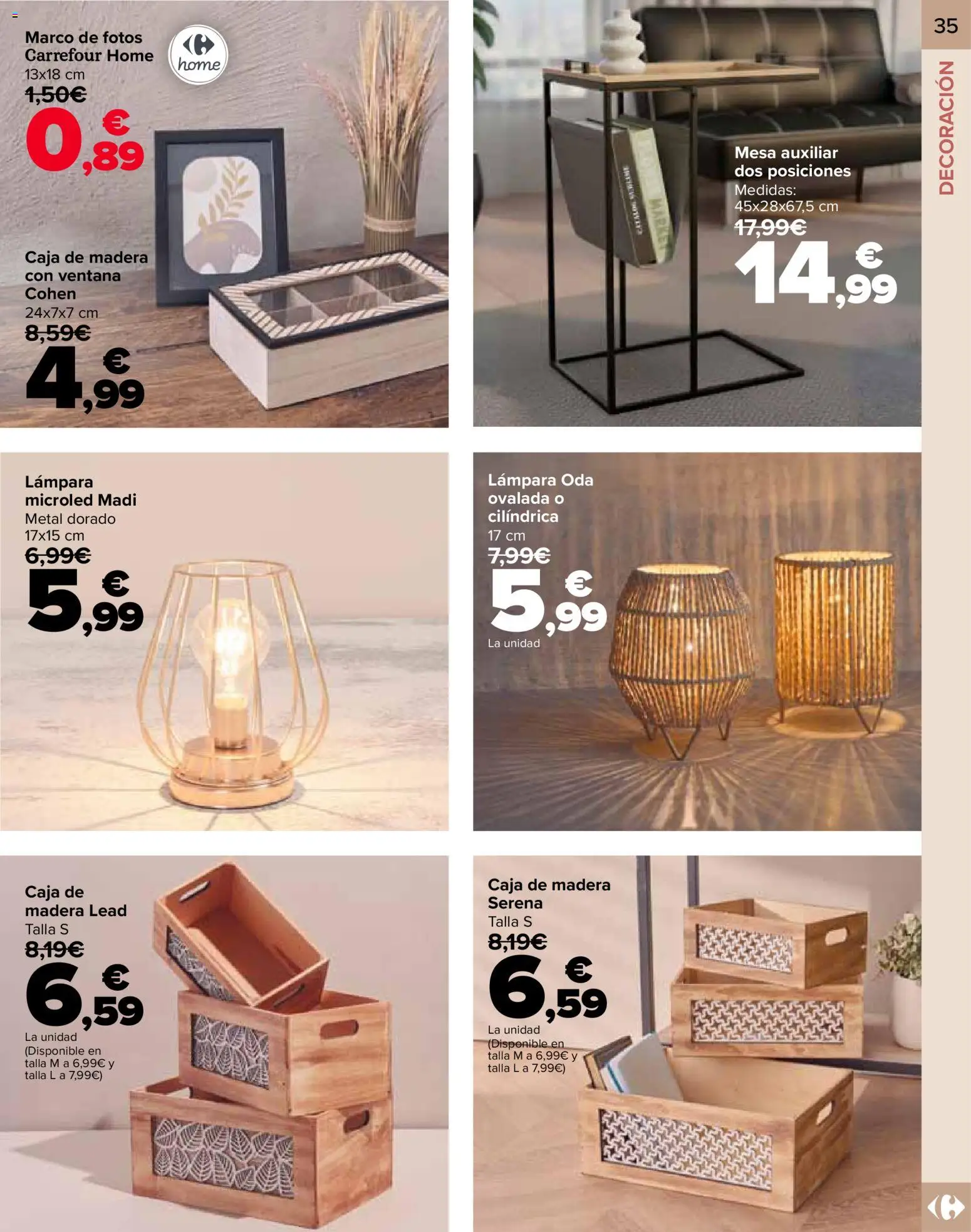 Carrefour folleto │ válido desde el 09.01.2026 | Página: 35 | Productos: Marco, Mesa auxiliar, Caja, Lámpara