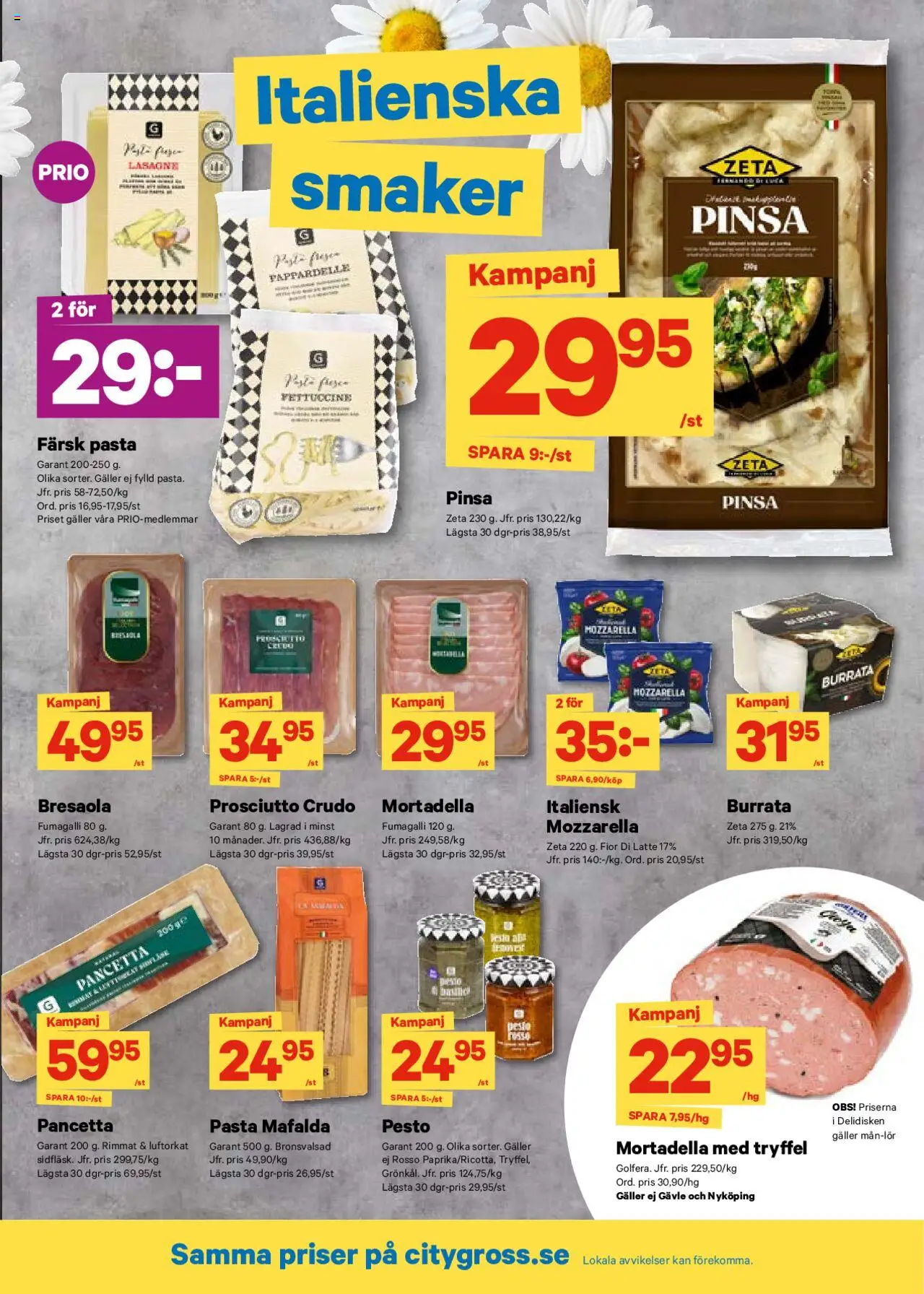 City Gross reklamblad aktuell från 30.06.2025 | Sida: 8 | Produkter: Burrata, Galler, Pasta, Pesto