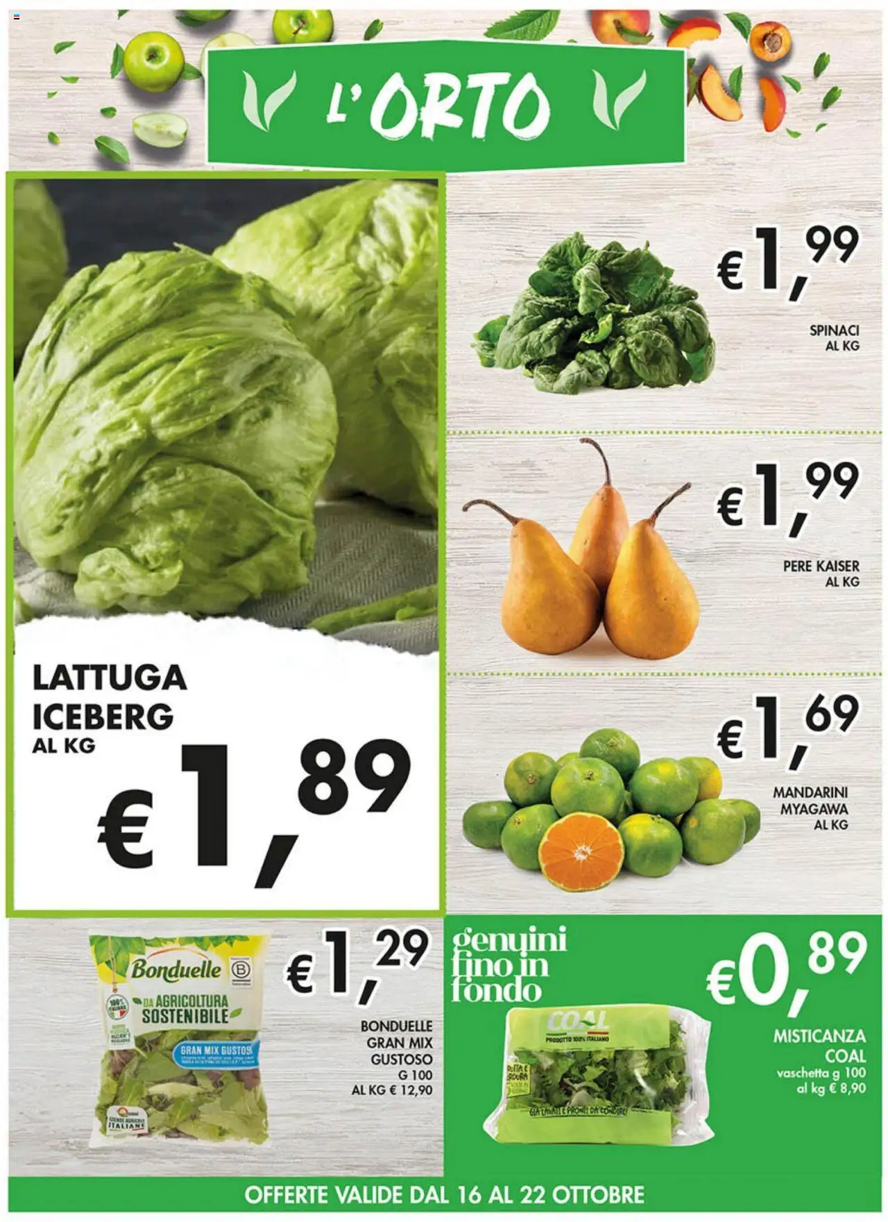 Volantino Coal del 09.10.2025 | Pagina: 3 | Prodotti: Misticanza, Mandarini, Spinaci, Lattuga