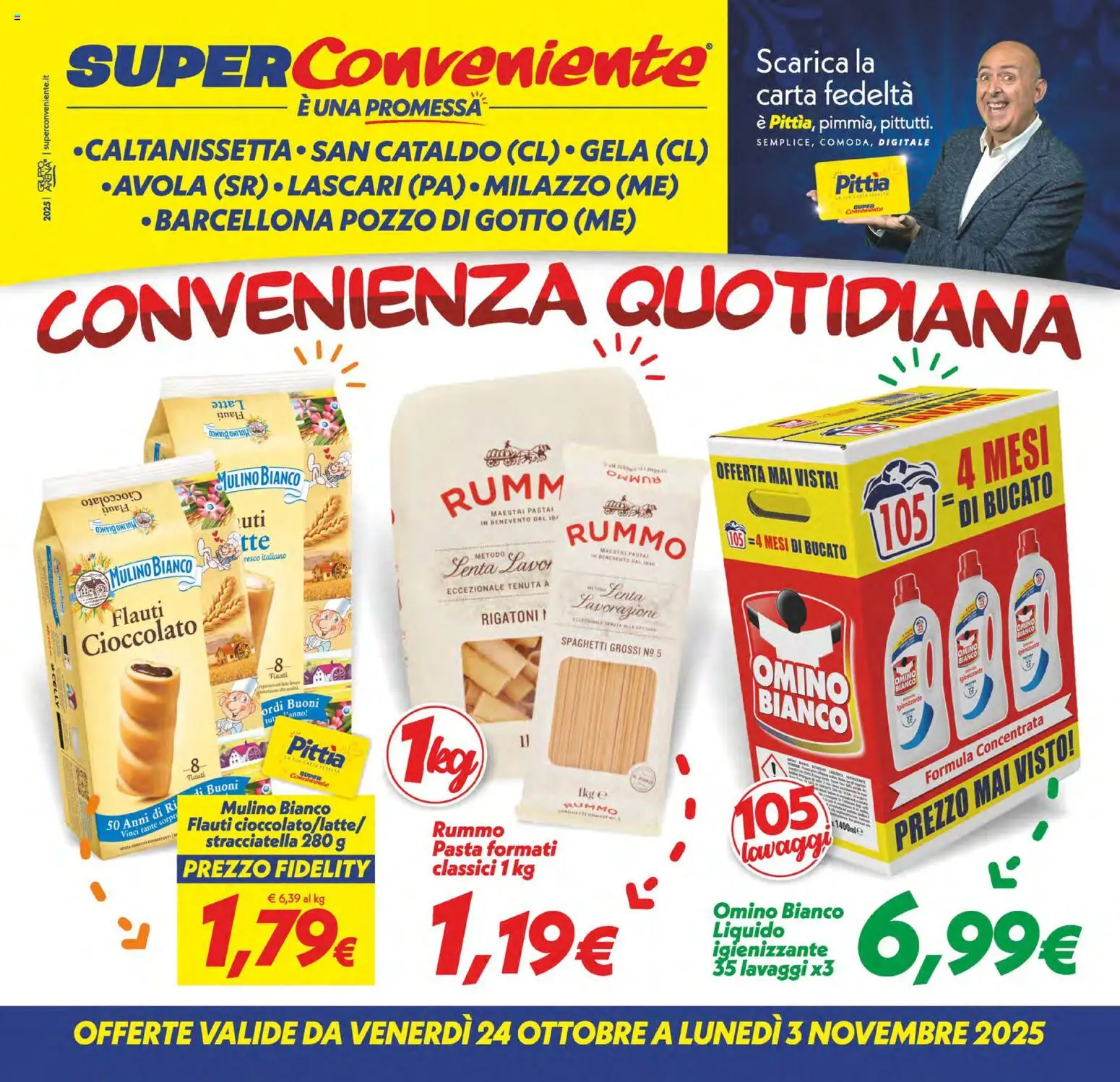 Volantino SuperConveniente del 24.10.2025 | Pagina: 1 | Prodotti: Cioccolato, Cd, Pasta, Stracciatella