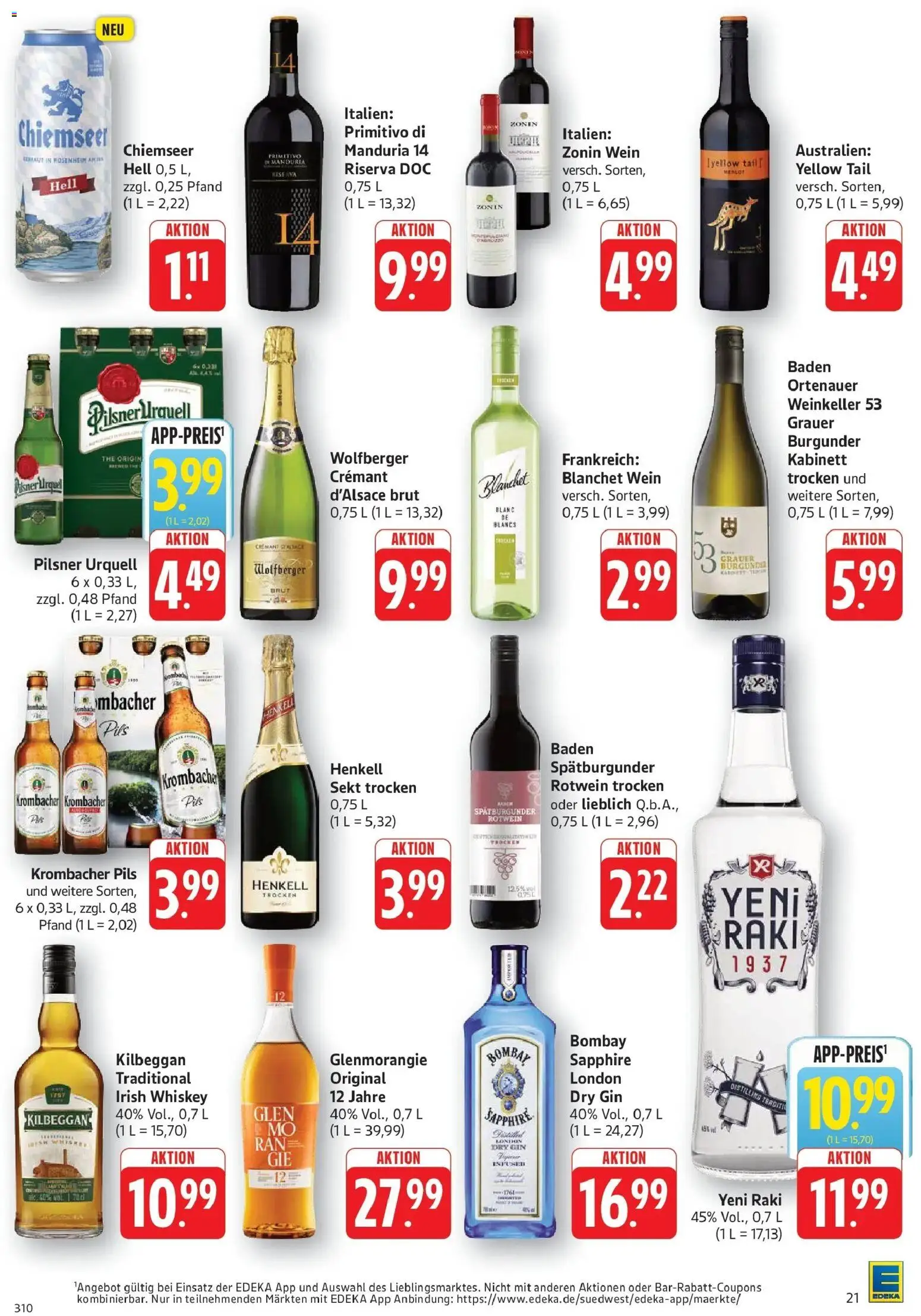 Angebote – gültig ab 16.03.2026 | Seite: 21 | Produkte: Rotwein, Sekt, Wein, Whiskey