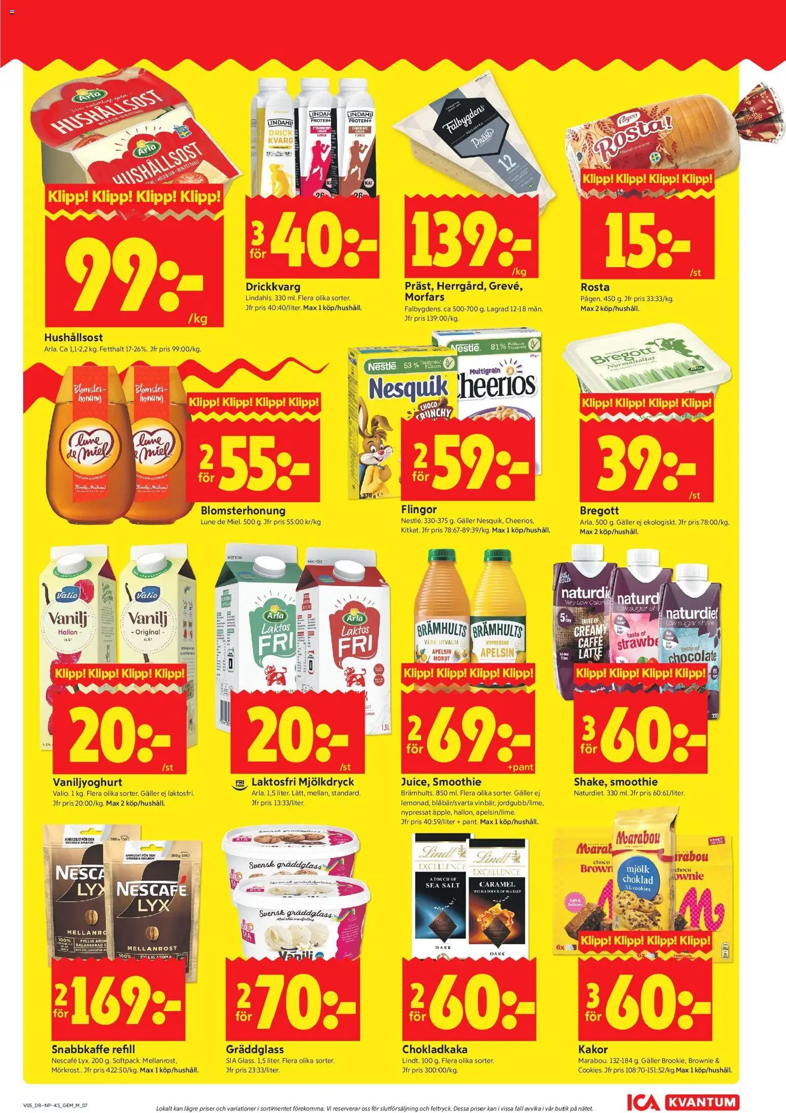 ICA Kvantum reklamblad aktuell från 26.01.2026 | Sida: 9 | Produkter: Hushållsost, Bregott, Flingor, Morot