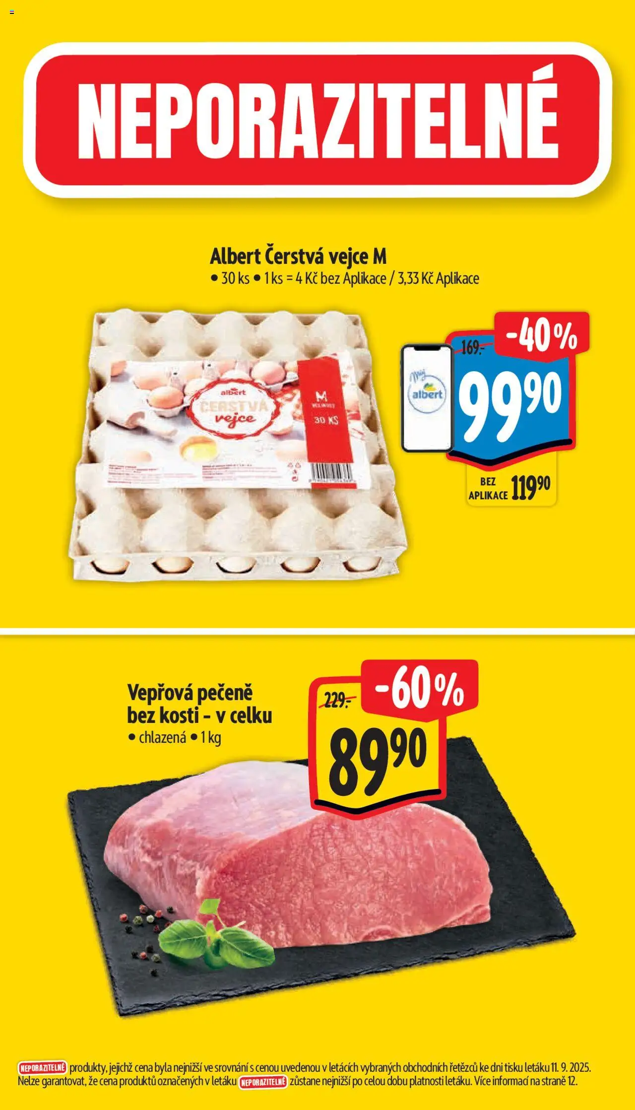 Albert leták - Supermarket od 17.09.2025 | Strana: 2 | Produkty: Vepřová pečeně, Vejce