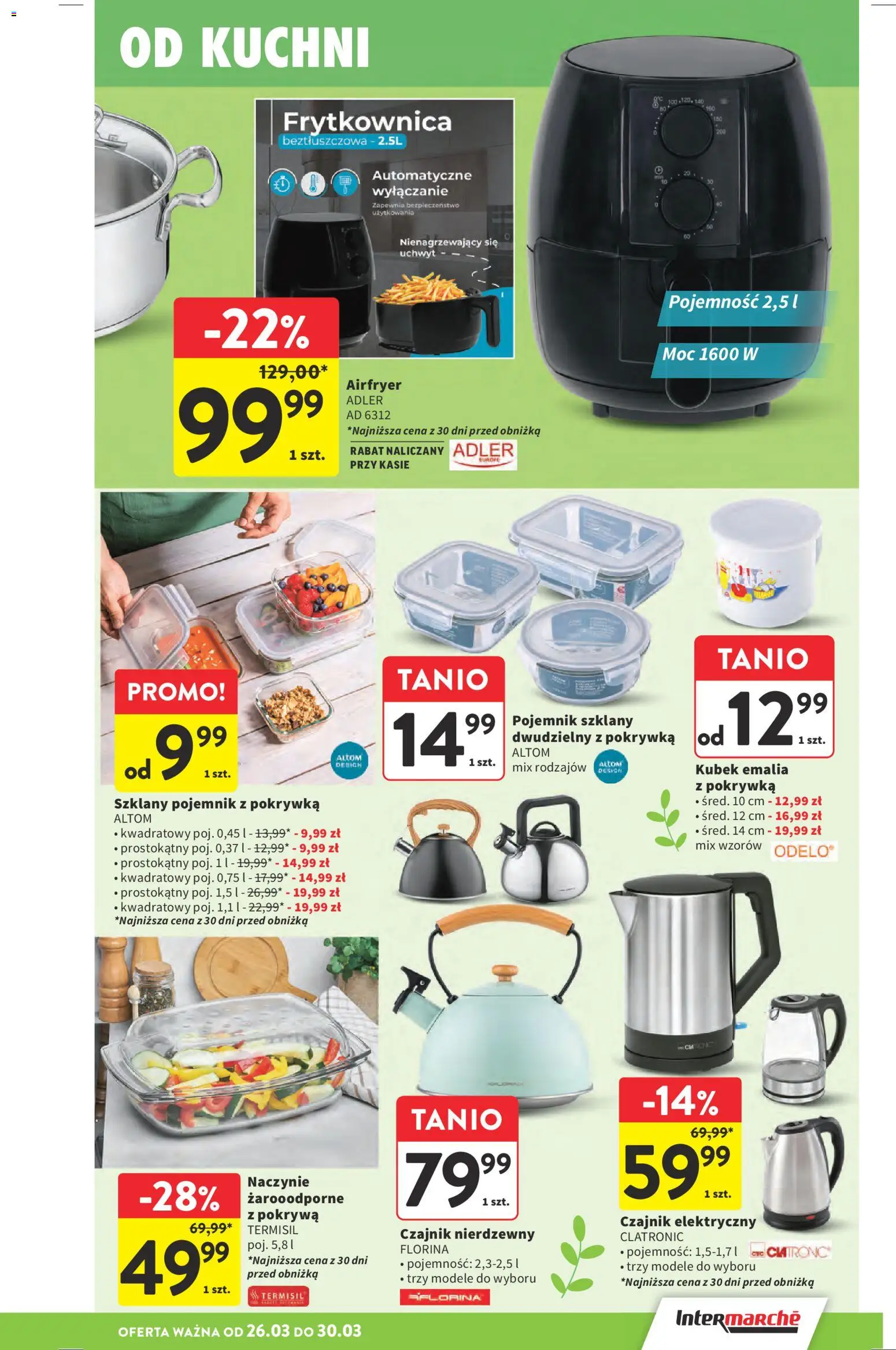 Intermarche gazetka od 26.03.2026 | Strona: 47 | Produkty: Czajnik, Frytkownica, Frytkownica beztłuszczowa