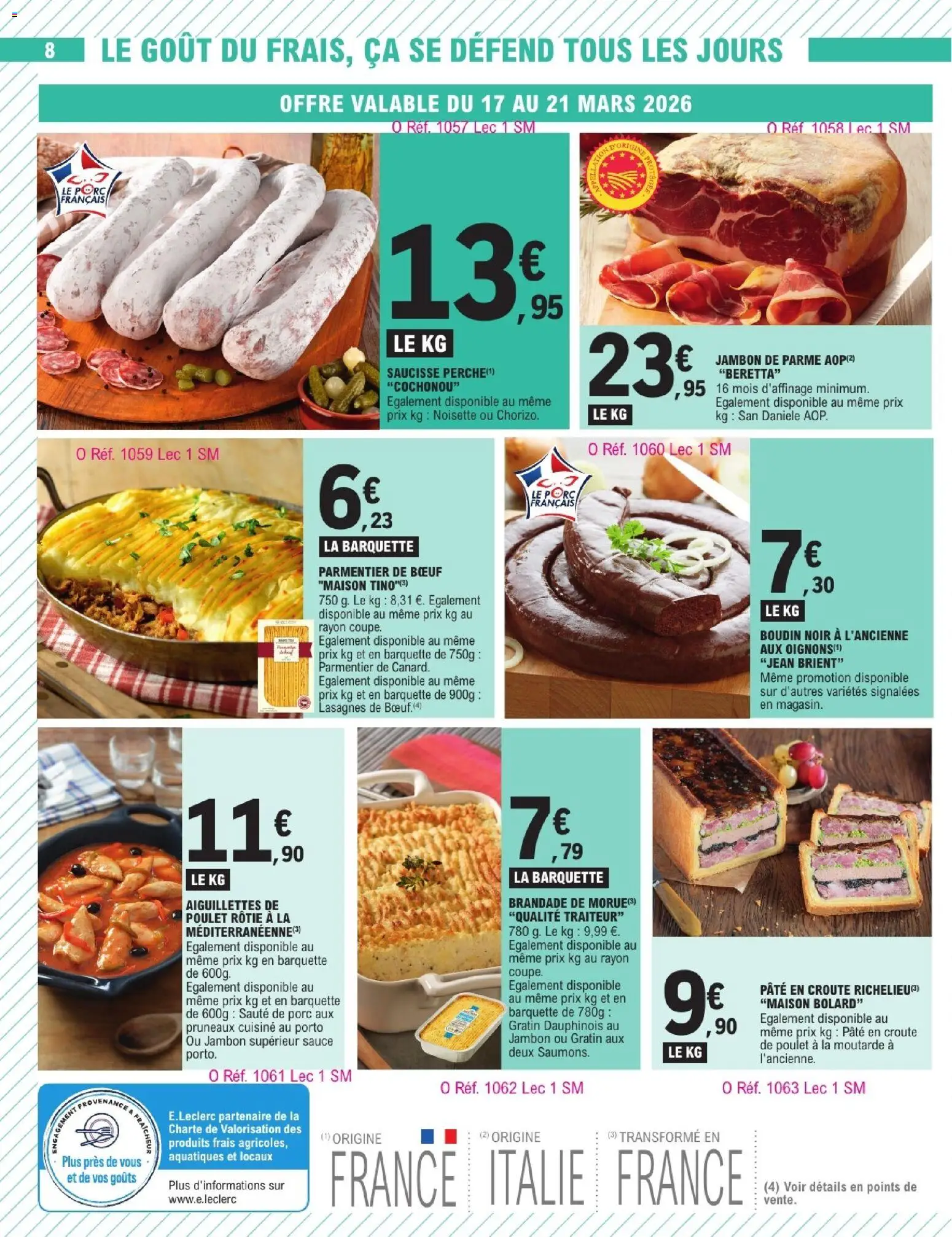 {H1} | Page: 8 | Produits: Noisette, Pruneaux, Morue, Porc