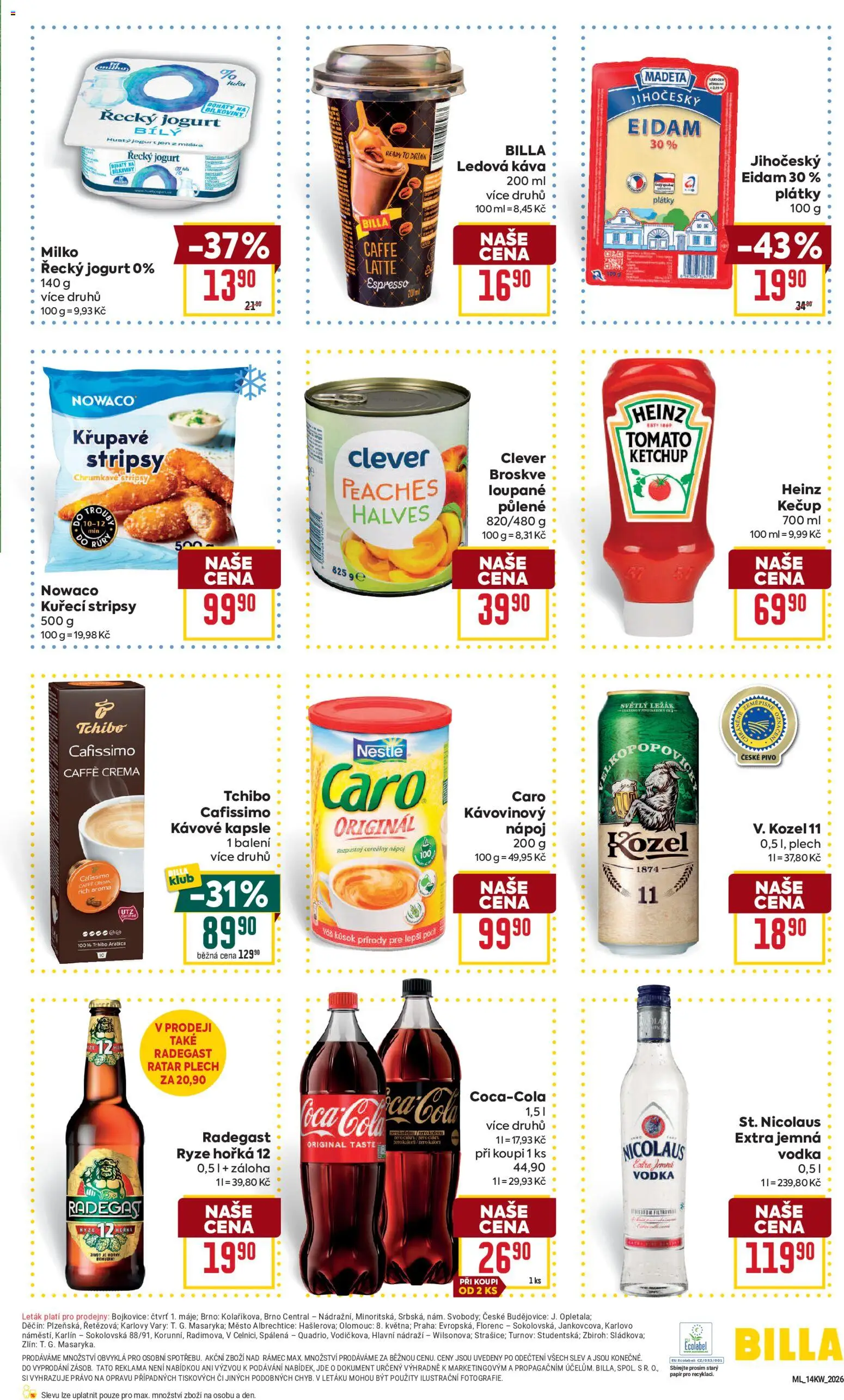 Billa Malý leták od 01.04.2026 | Strana: 3 | Produkty: Ledová káva, Vodka, Plech, Eidam