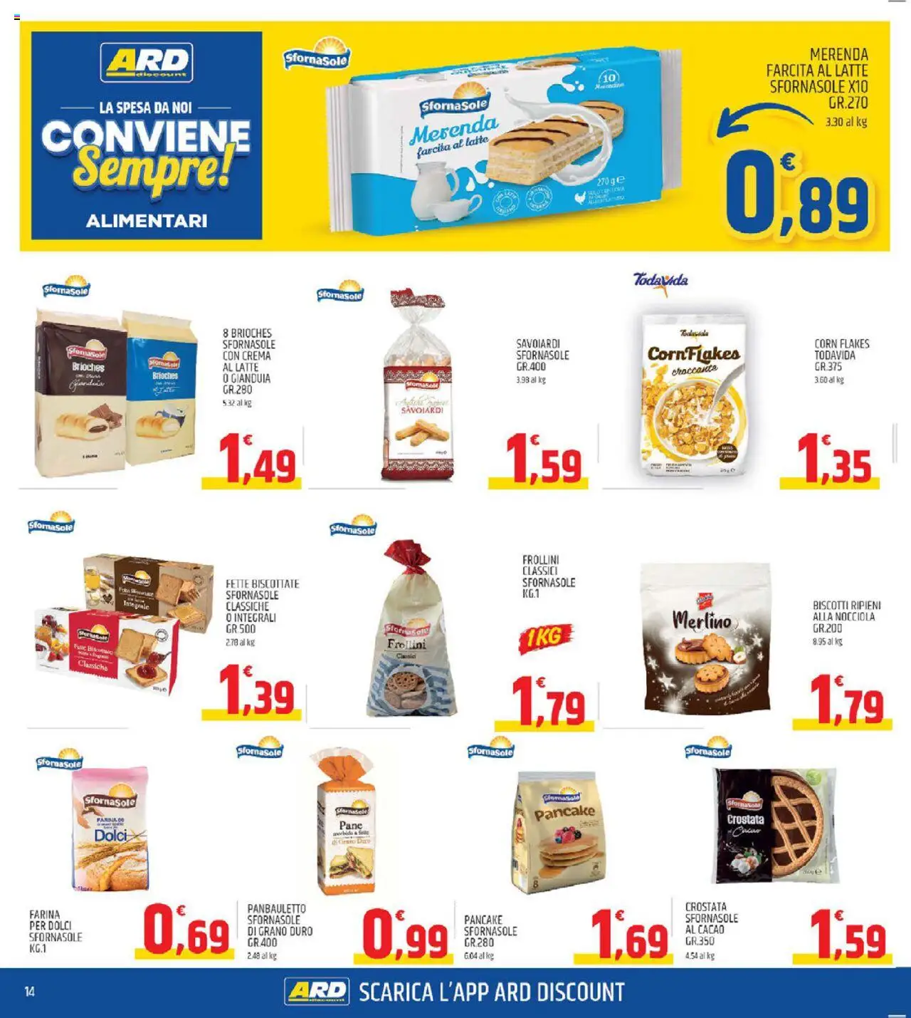 Volantino ARD Discount del 13.10.2025 | Pagina: 14 | Prodotti: Pane, Farina, Savoiardi, Frollini
