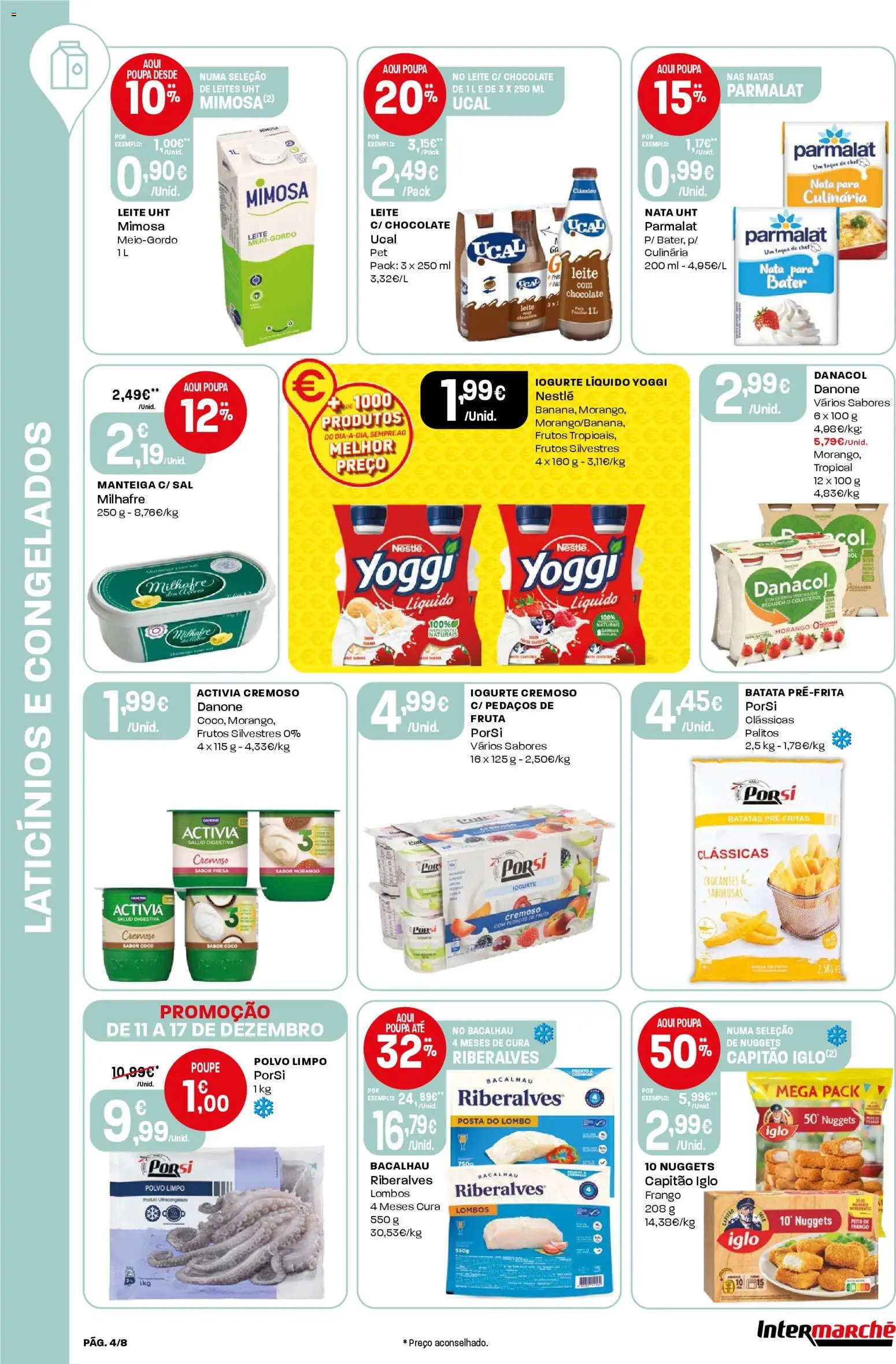 Intermarché Folheto Mini │ válido de 11.12.2025 | Página: 4 | Produtos: Bacalhau, Lombo, Nata, Iogurte liquido